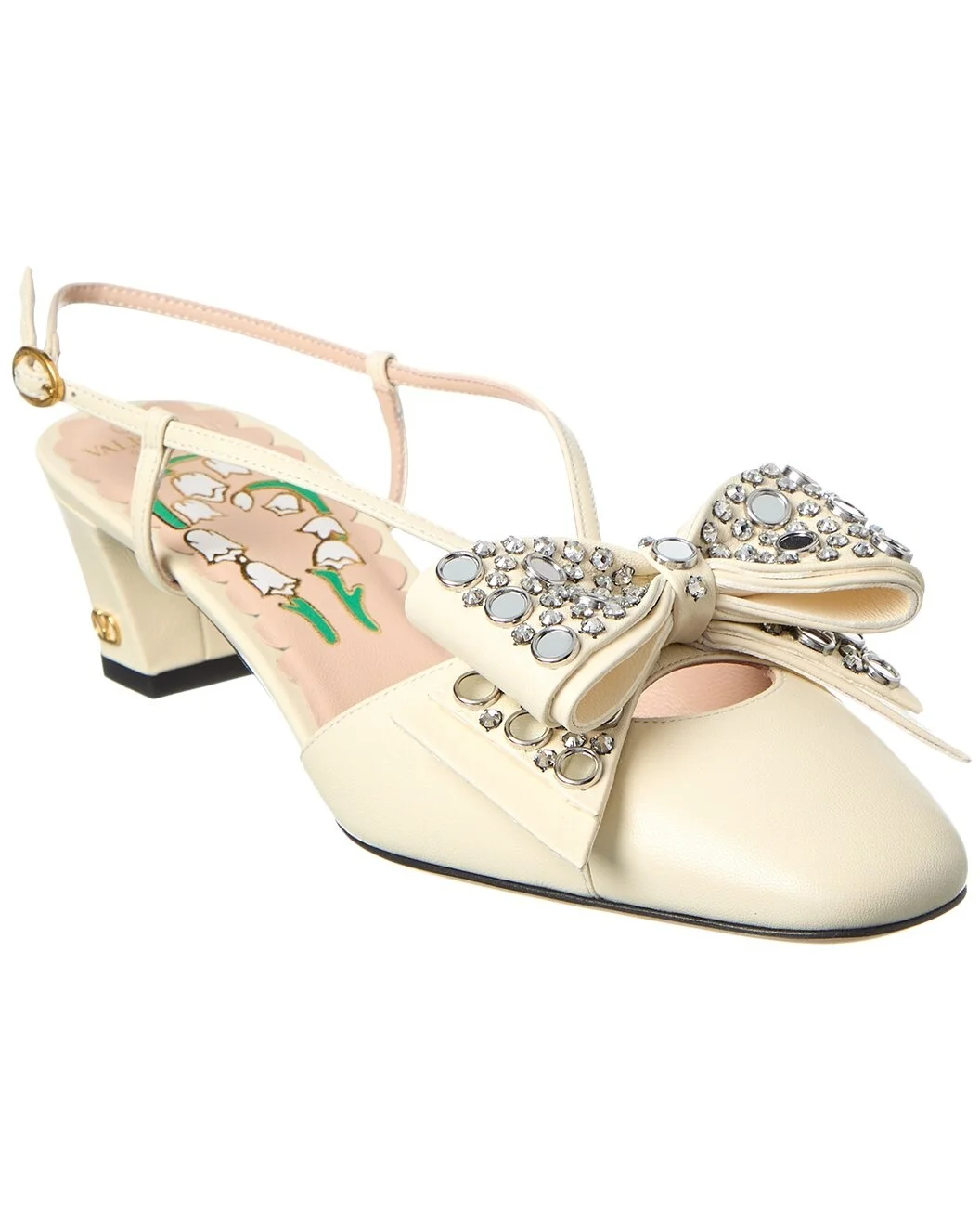 Valentino Bow 45 Leather Slingback Pump - 1