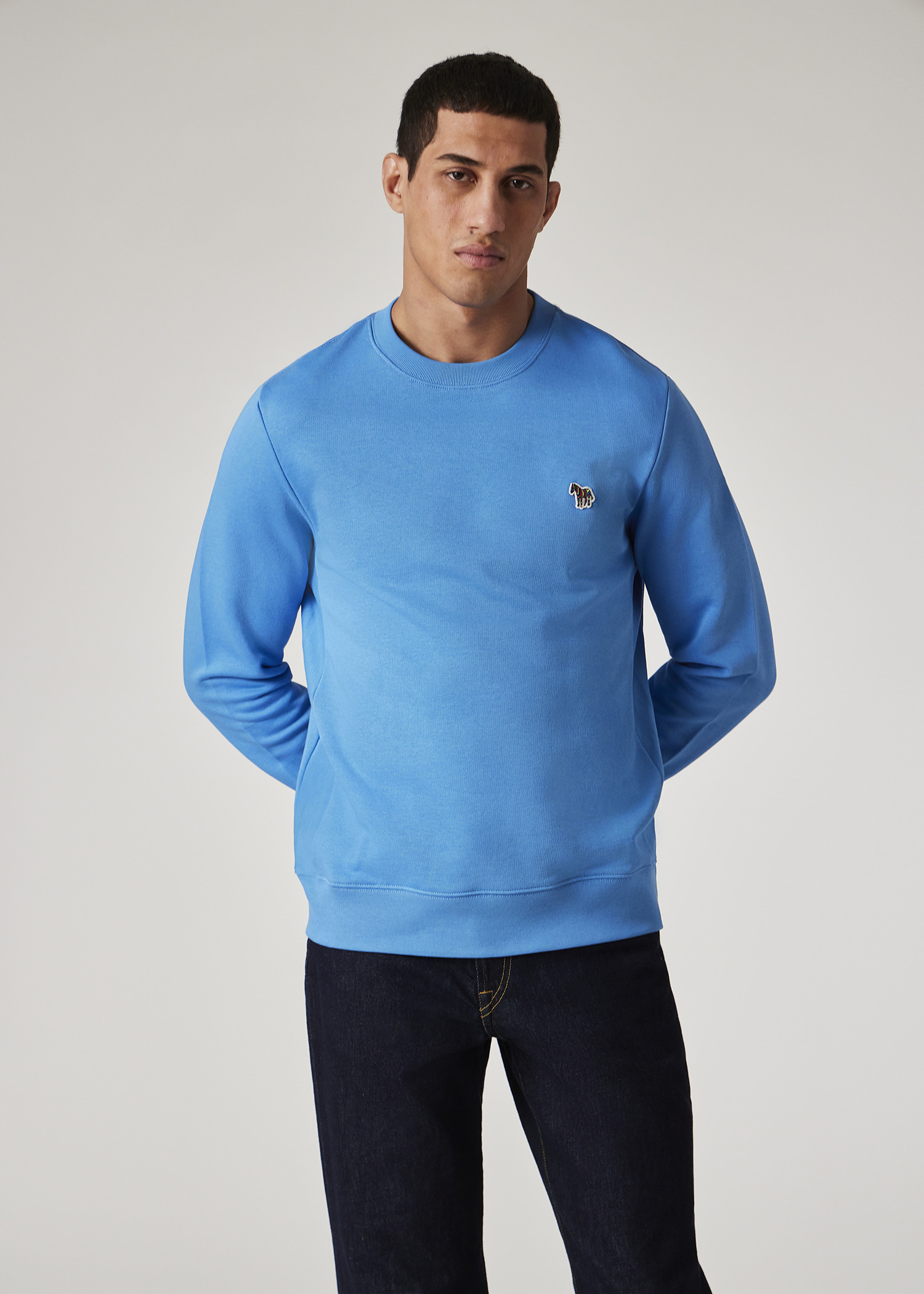 Mid Blue Organic Cotton 'Zebra' Badge Sweatshirt - 4