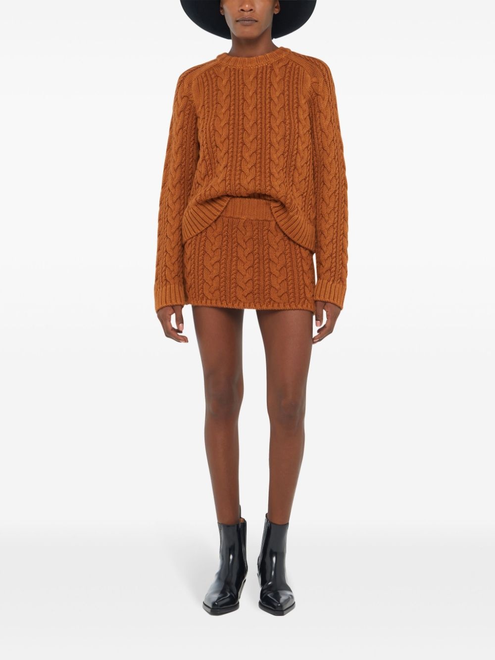 cable-knit mid-rise skirt - 3