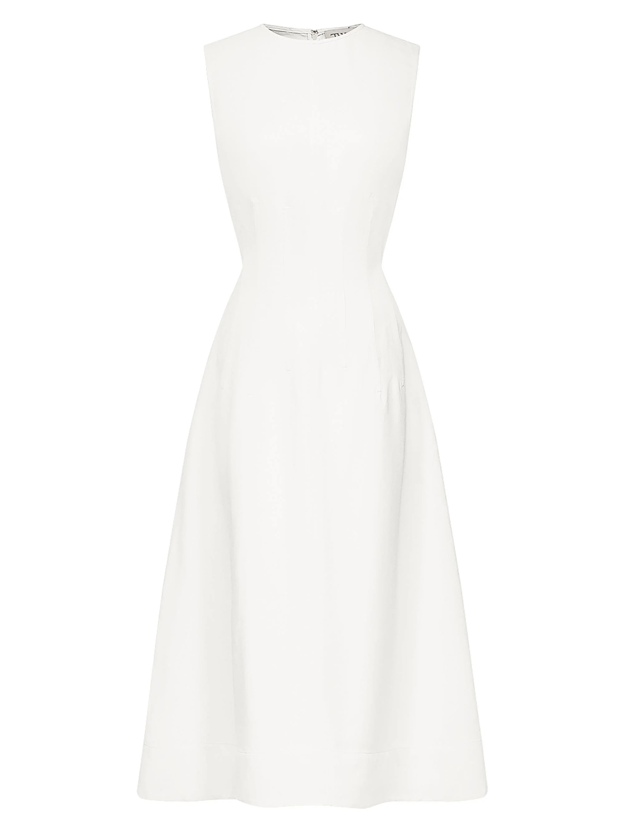 Women's Crewneck Darted Midi Dress - Bone - 1