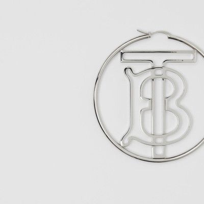 Burberry Palladium-plated Monogram Motif Hoop Earrings outlook