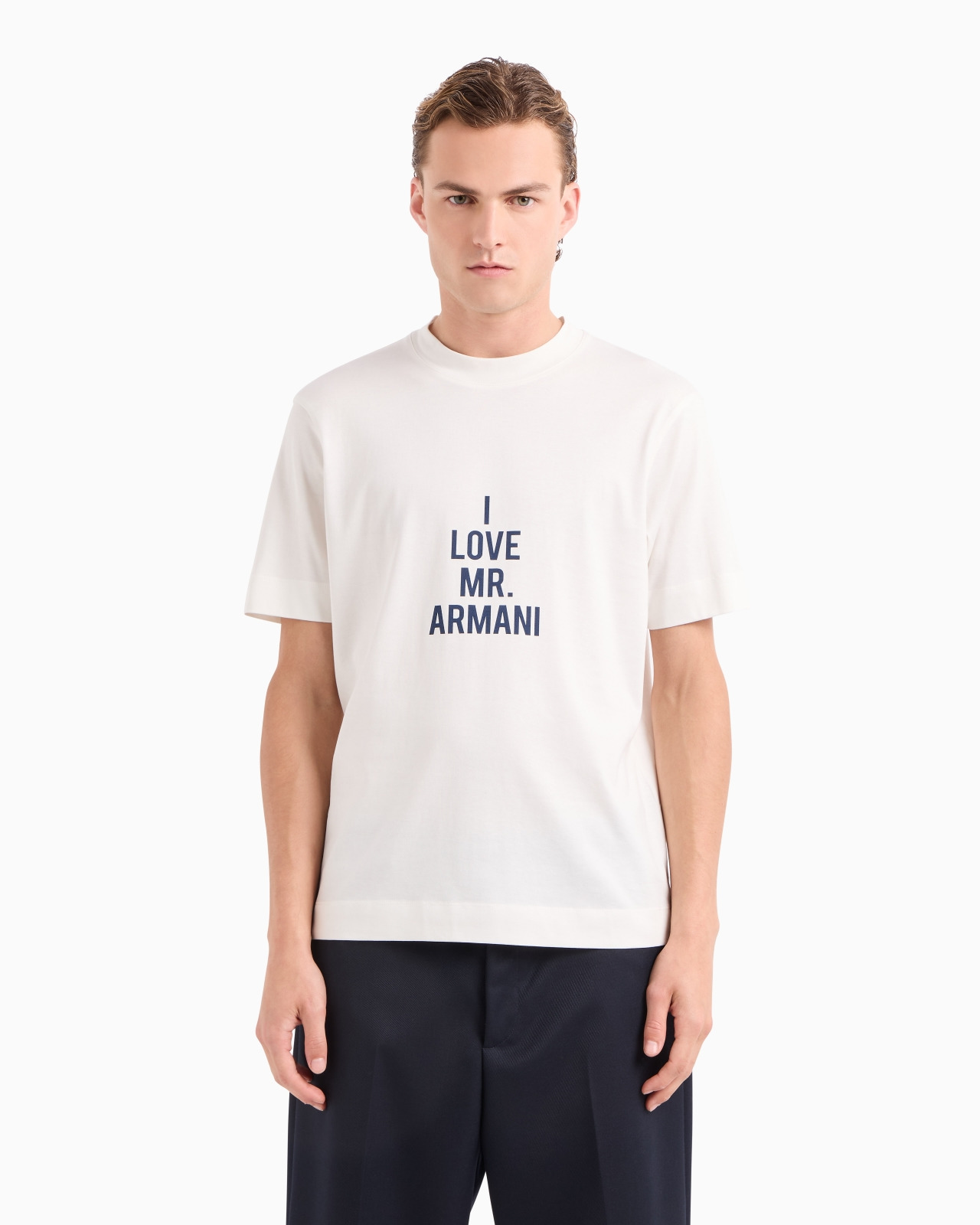 Lightweight jersey T-shirt with I love Mr Armani ASV print - 2