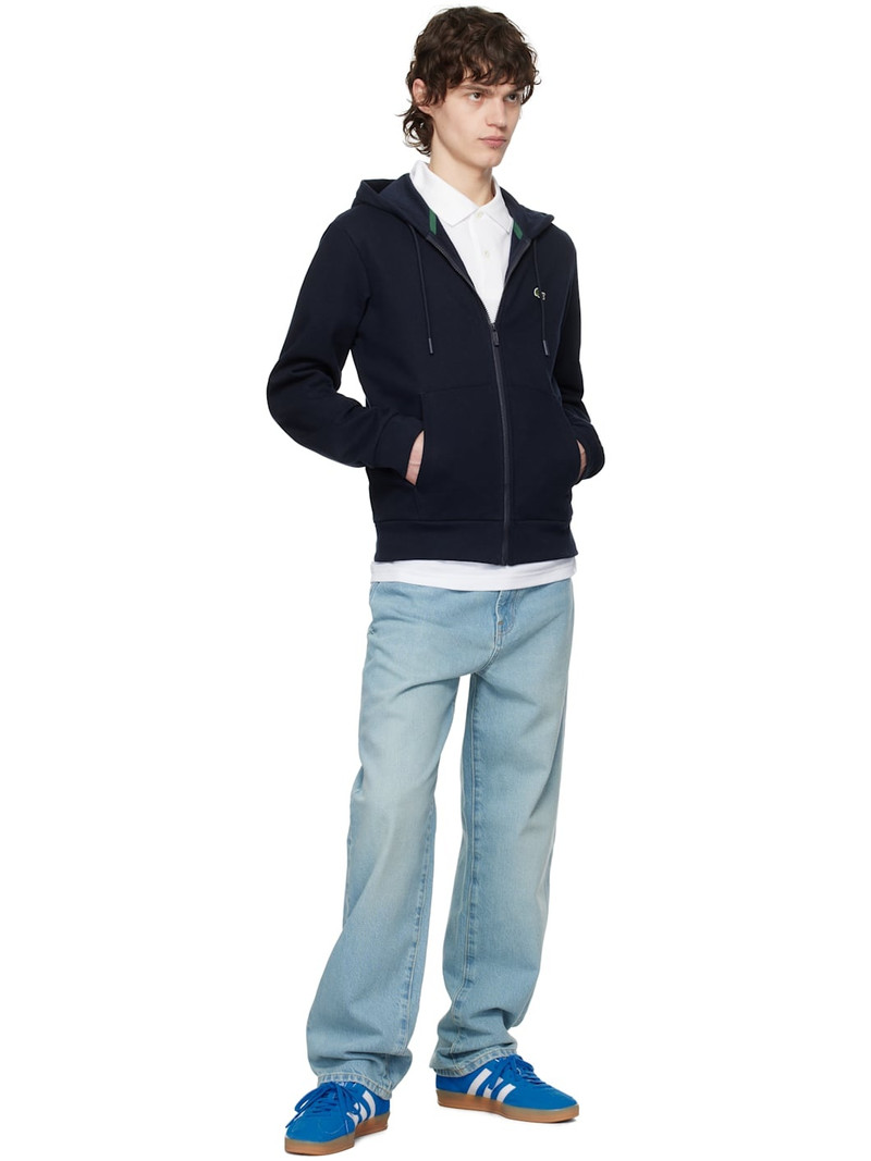 LACOSTE Navy Zip-Up Fleece Hoodie outlook