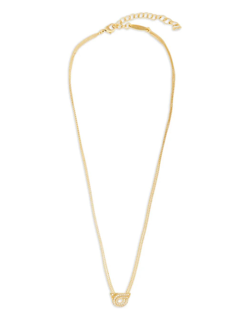 Ferragamo Women Double Chain Gancini Necklace With Crystals - 1
