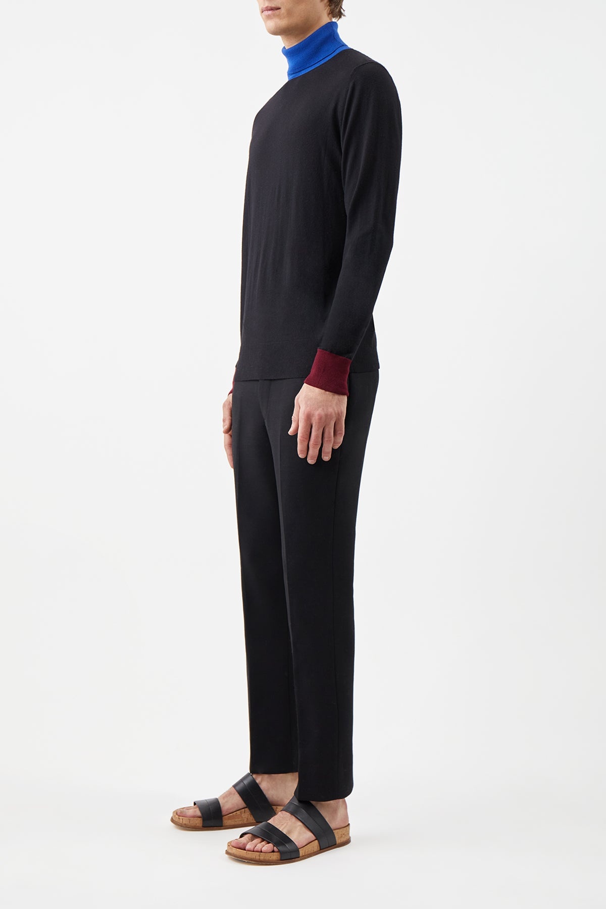 Jermaine Knit Turtleneck in Tricolor Merino Wool - 3