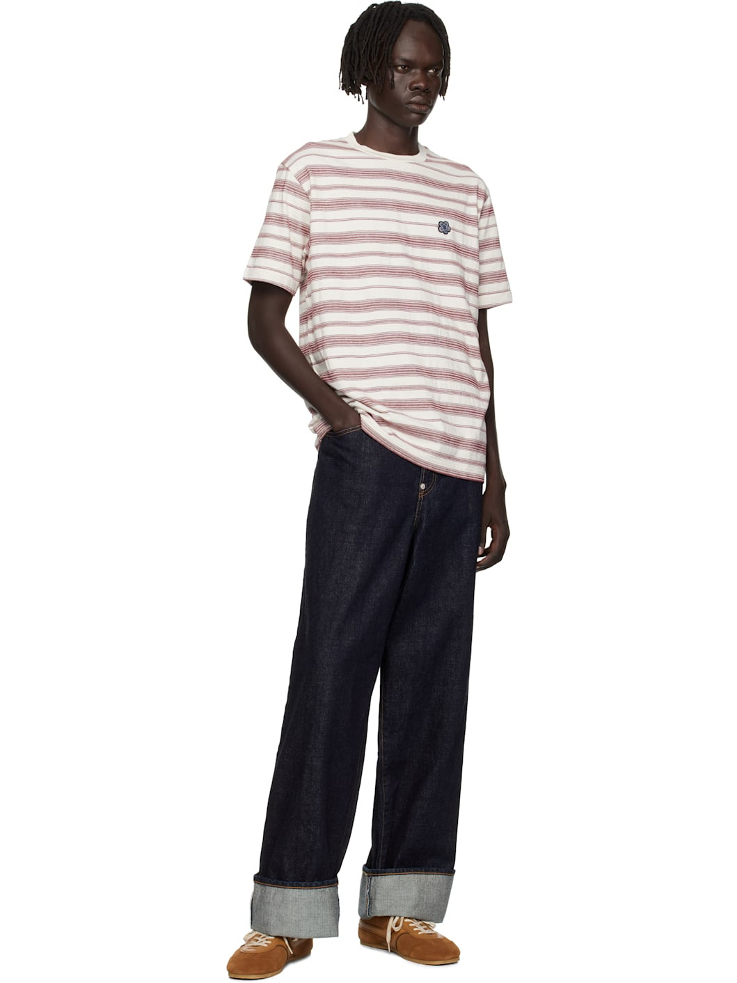Navy Kenzo Paris Turn Up Wide Fit Jeans - 4