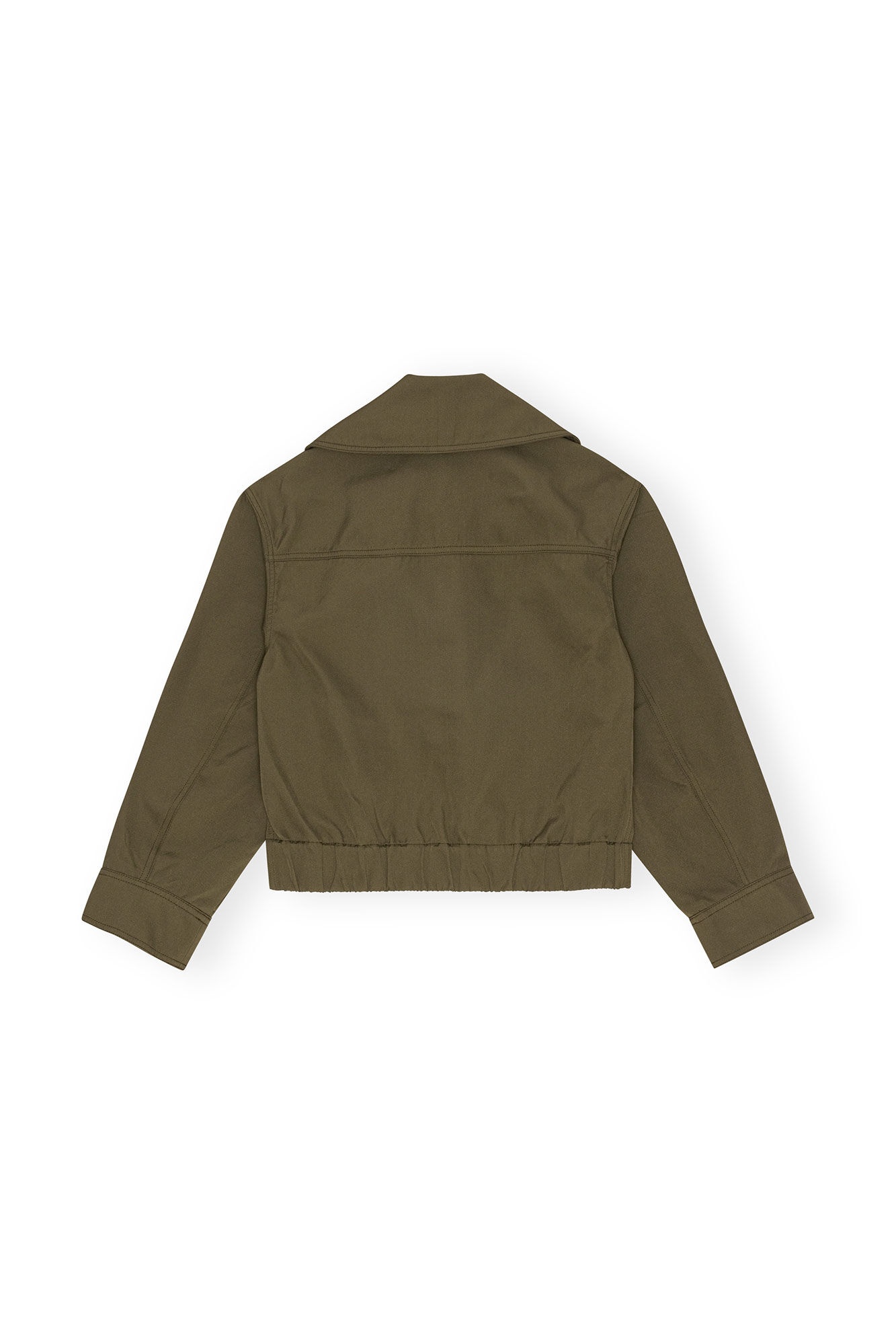 GREEN HEAVY TWILL WIDE COLLAR SHORT JACKET - 2