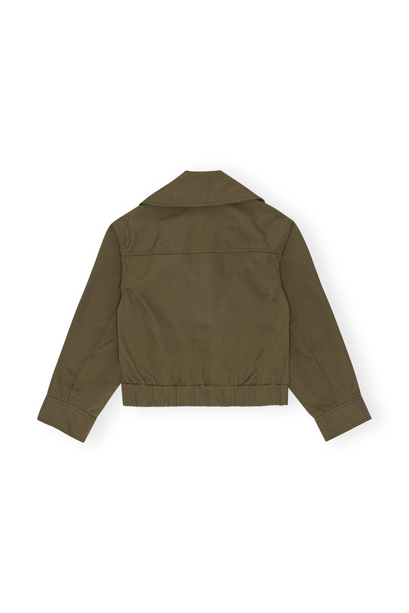 GREEN HEAVY TWILL WIDE COLLAR SHORT JACKET 2
