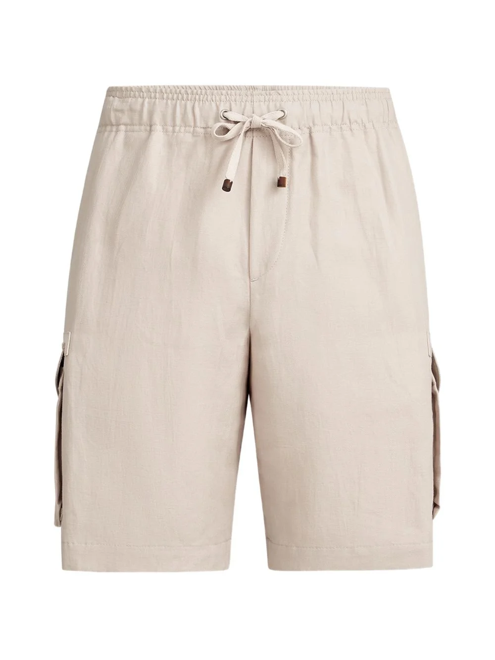 linen and cotton drill bermuda shorts with drawstring and cargo pockets - 1