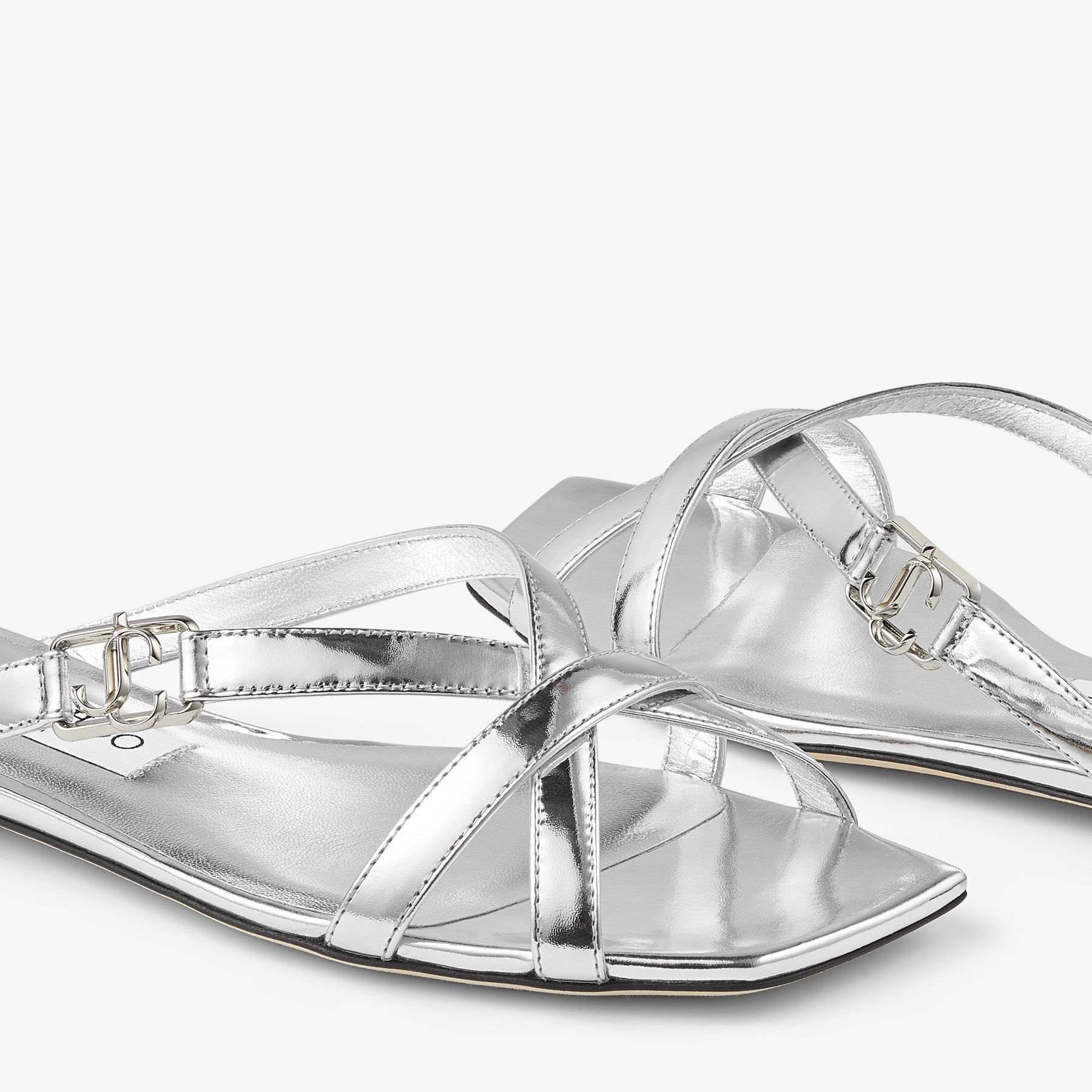 Jess Flat
Silver Liquid Metal Leather Flat Sandals - 3