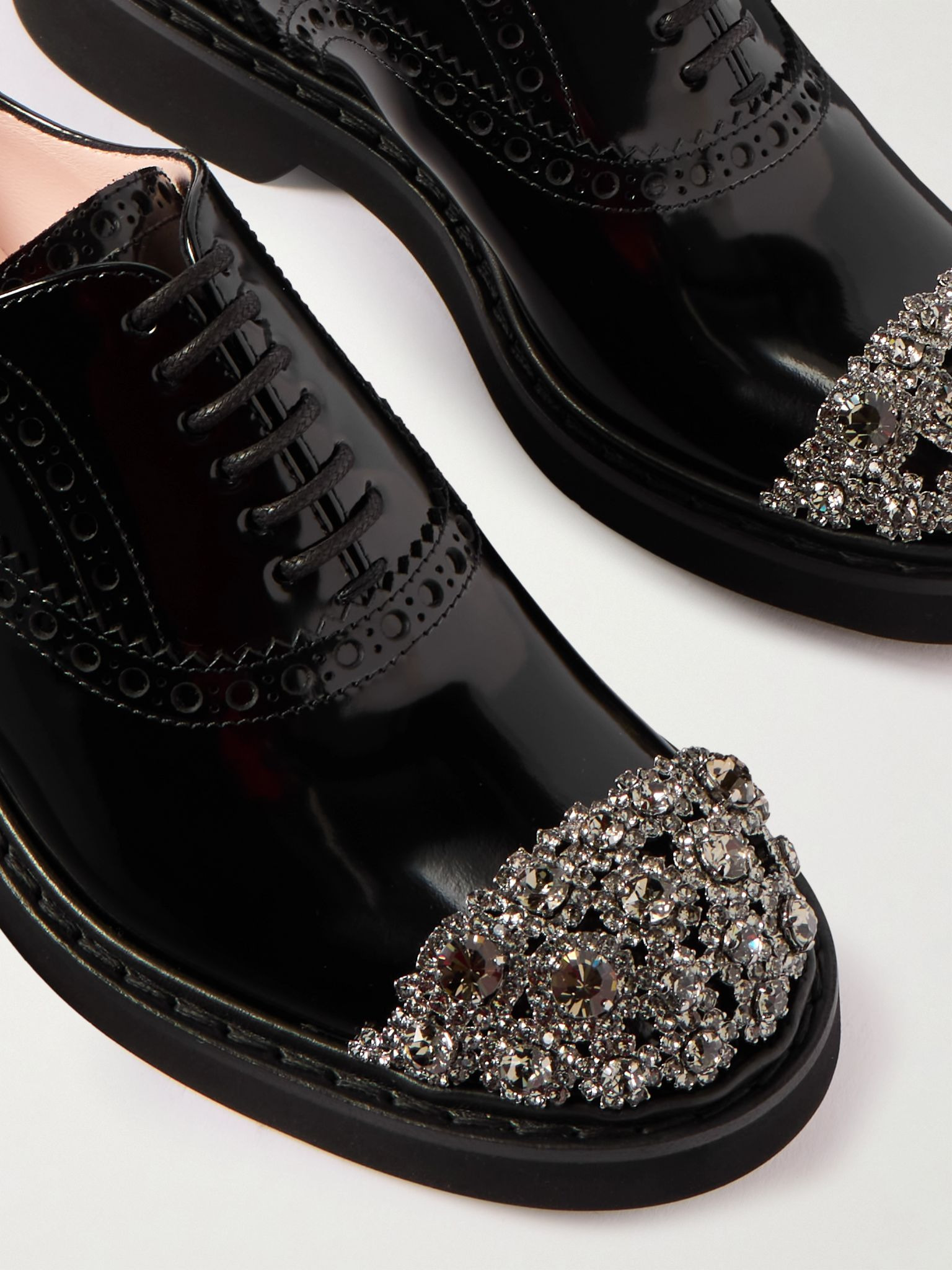 Viv Rangers Flower crystal-embellished patent-leather loafers Black - 4