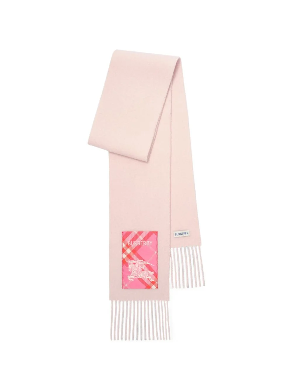 narrow Check label cashmere scarf - 1