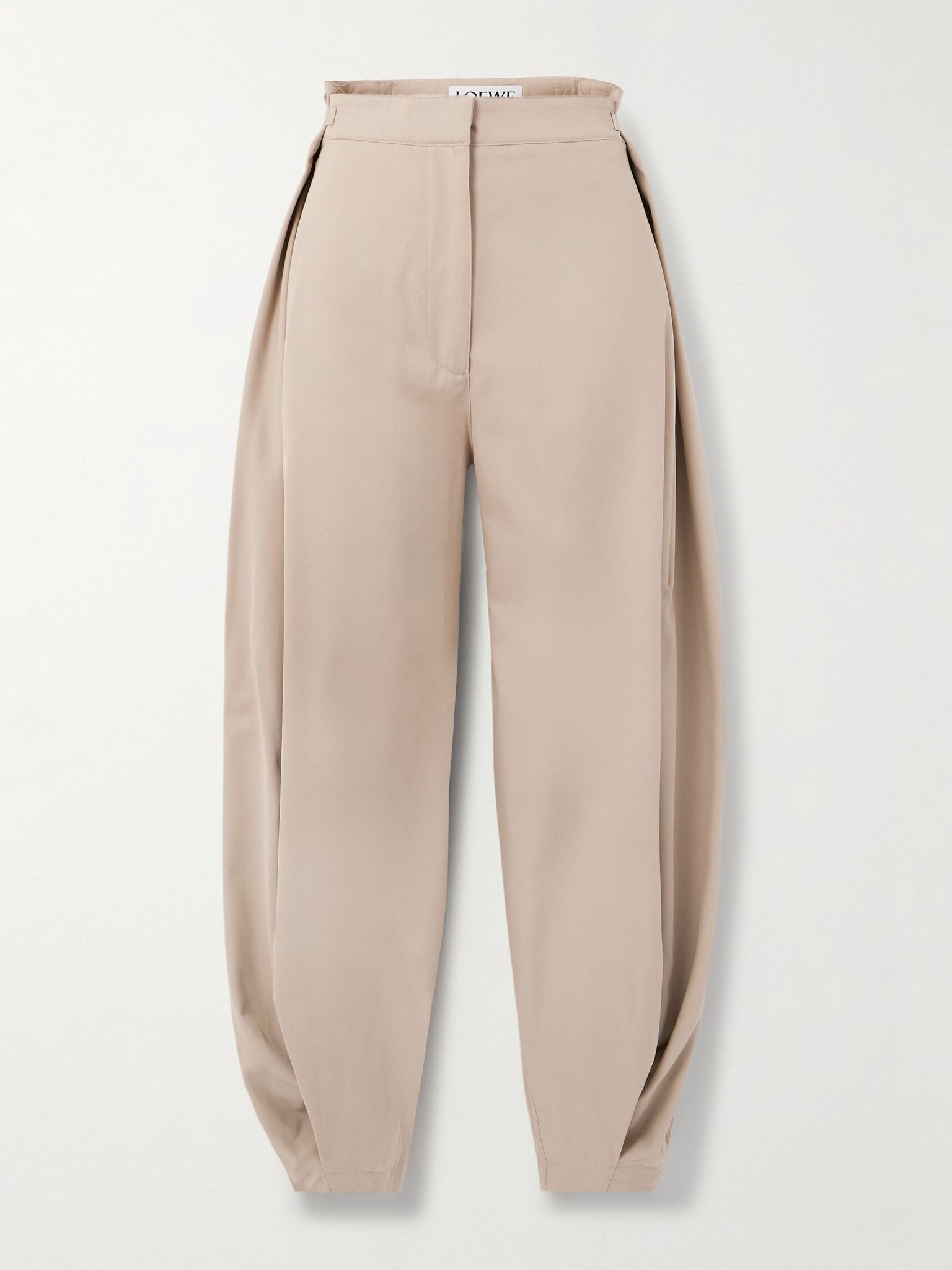 Cocoon wide-leg cotton and silk-blend twill pants Beige - 1