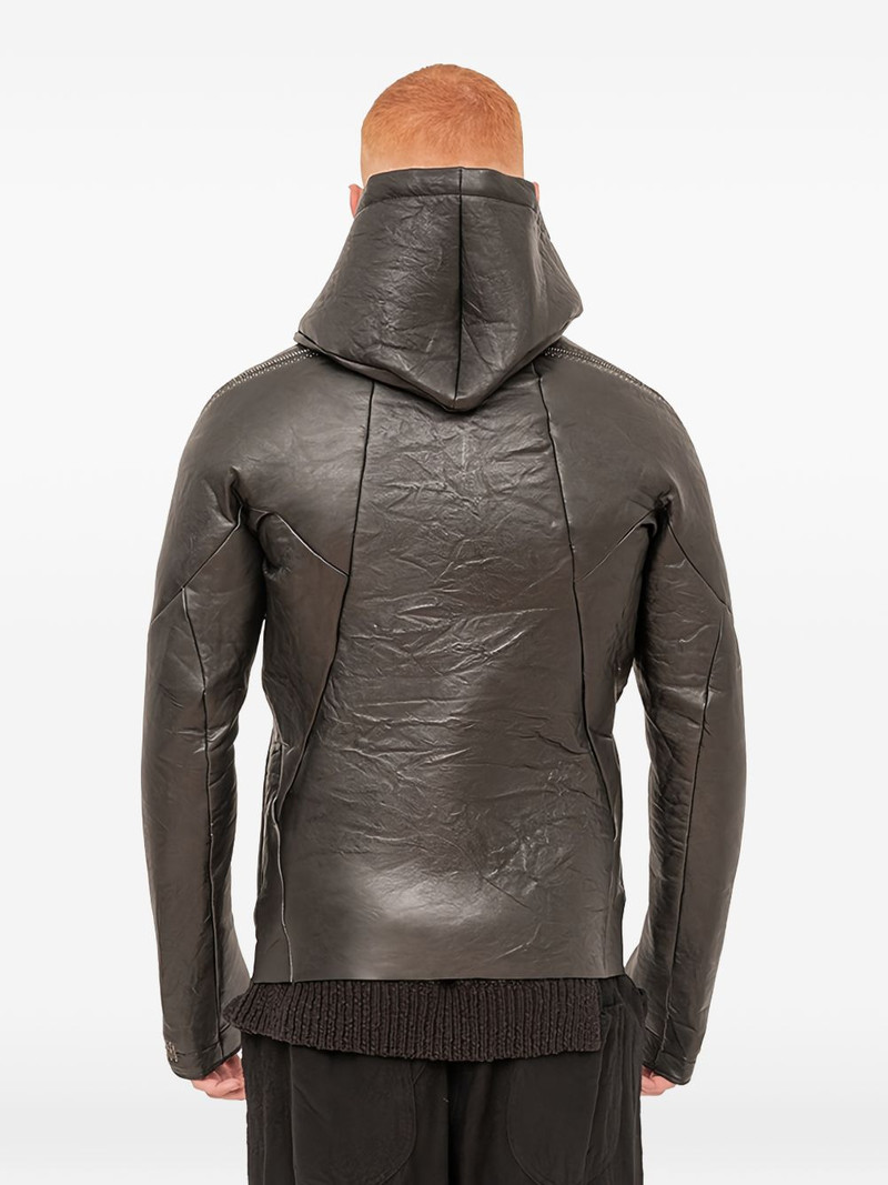 Malfeiteur hooded zip-up leather jacket 4