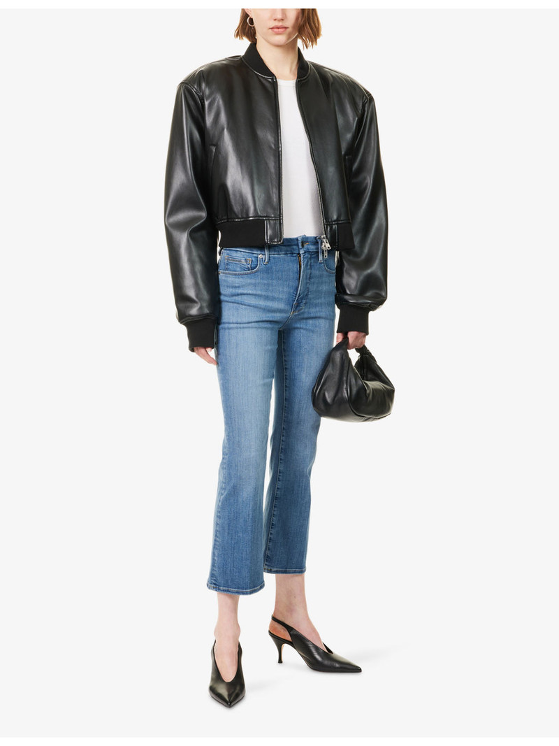 GOOD AMERICAN Good Legs Cropped Mini Boot-Cut Denim Jeans outlook
