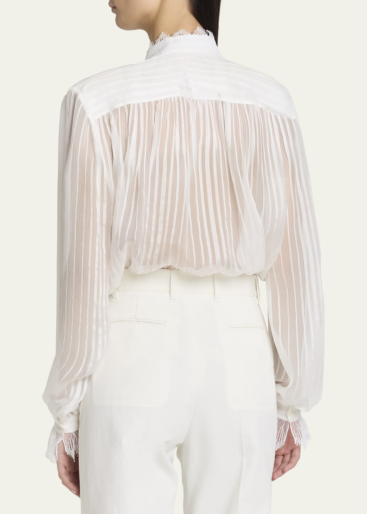 Tonal Striped Silk Blouse - 3