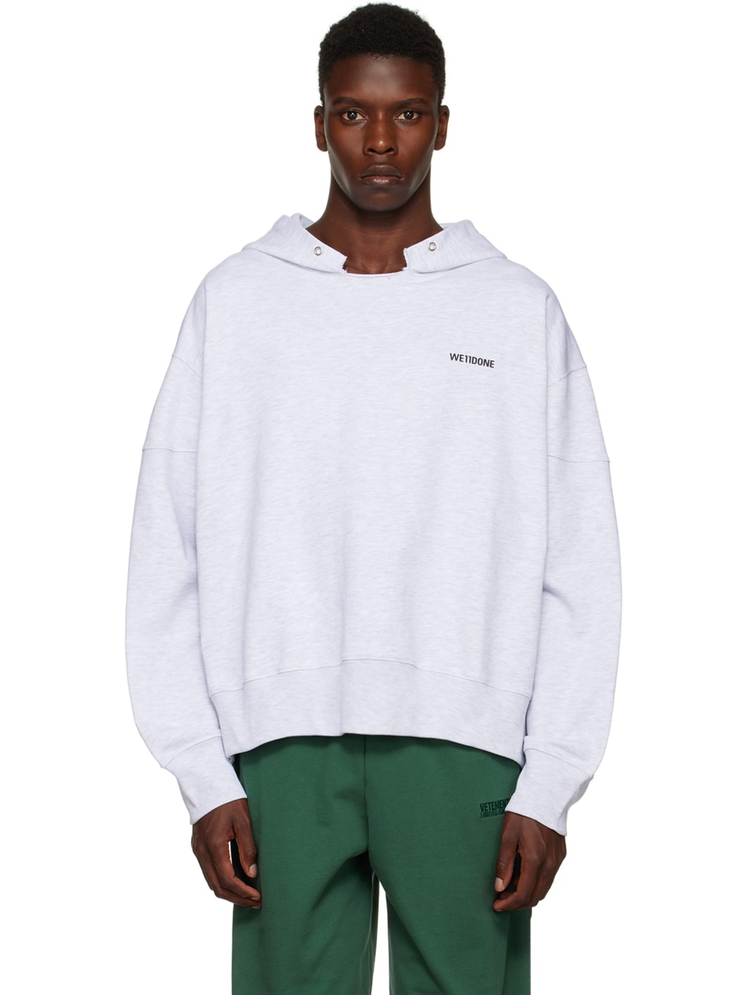 Gray Raw Edge Hoodie - 1