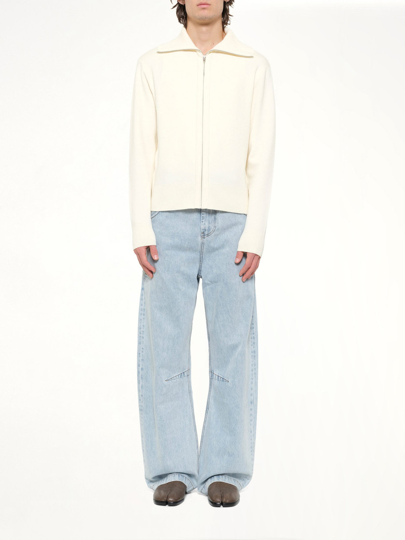 Knit Zip Up Jacket in Ivory 7