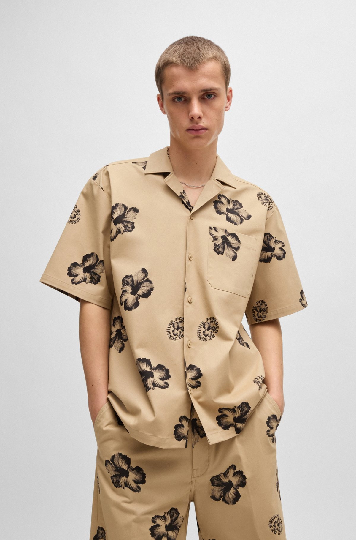 RELAXED-FIT SHIRT IN HIBISCUS-PRINT STRETCH COTTON - 2