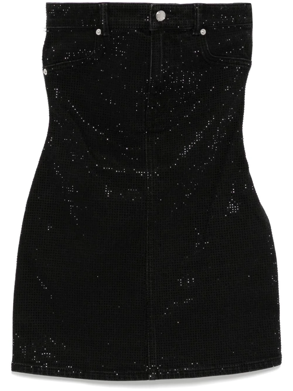 crystal embellishment denim dress - 1