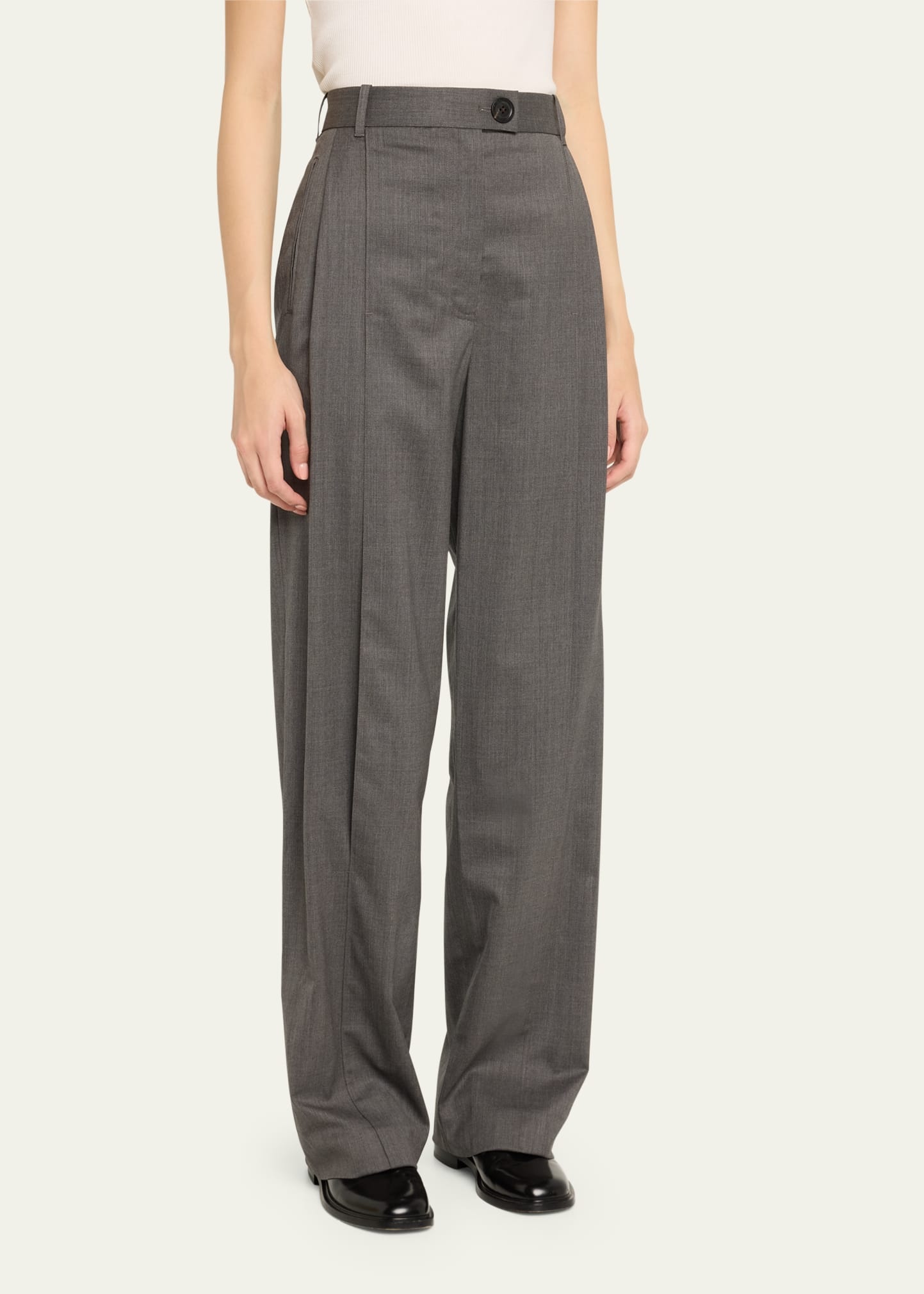 Straight-Leg Trousers with Front Slit - 4