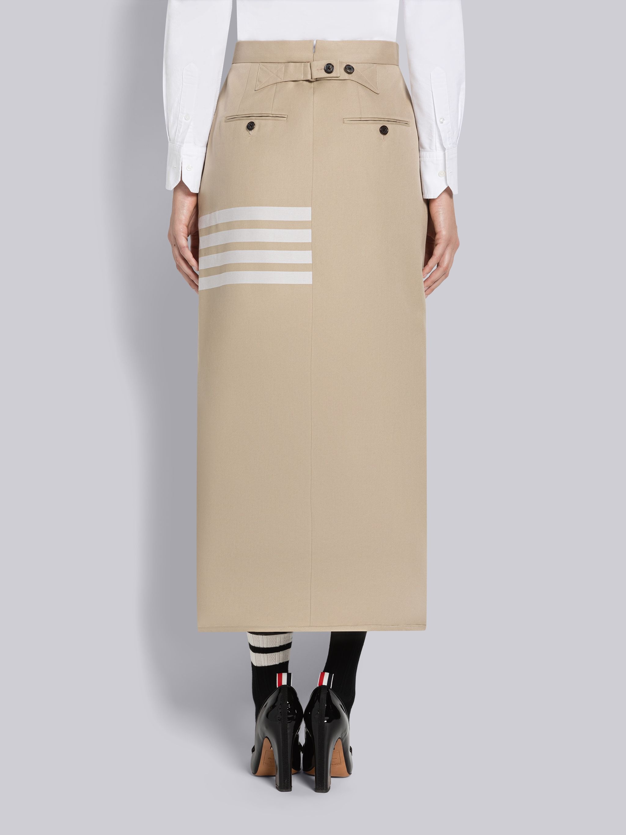 Cotton Twill Single Pleat 4-Bar Skirt - 3