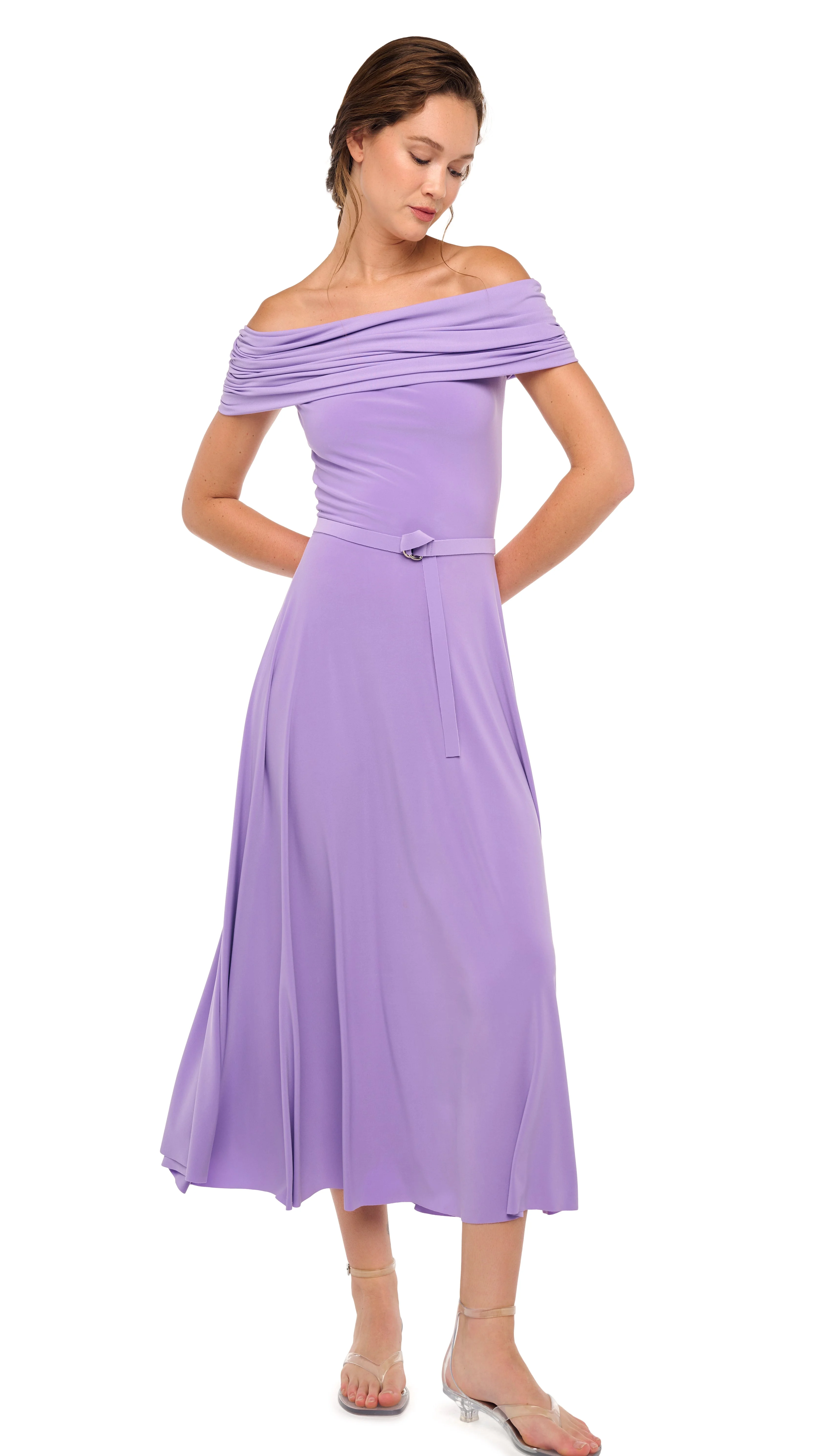 COWL HOODED FLARED DRESS - 1