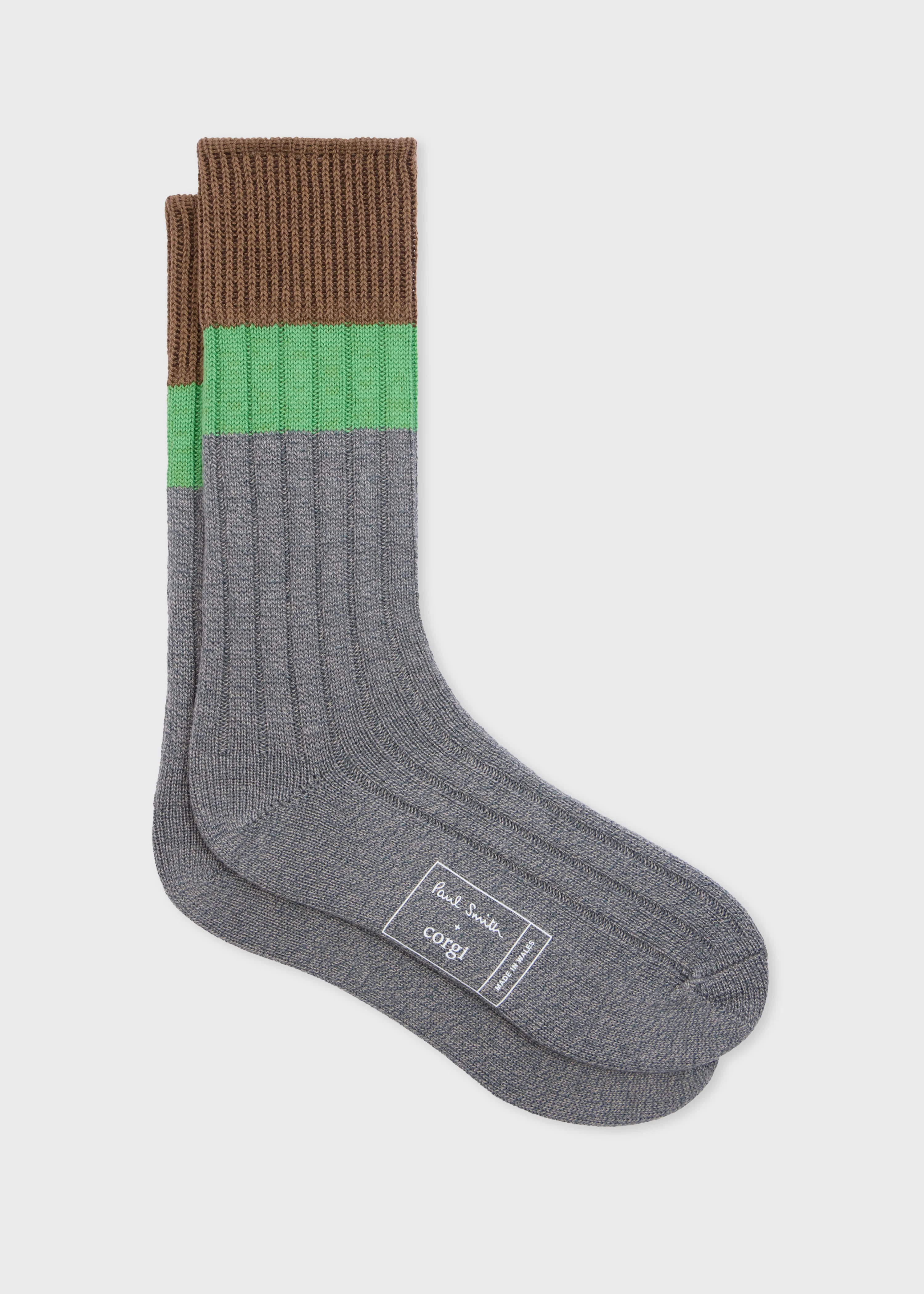 Green and Grey Cotton Socks - 1
