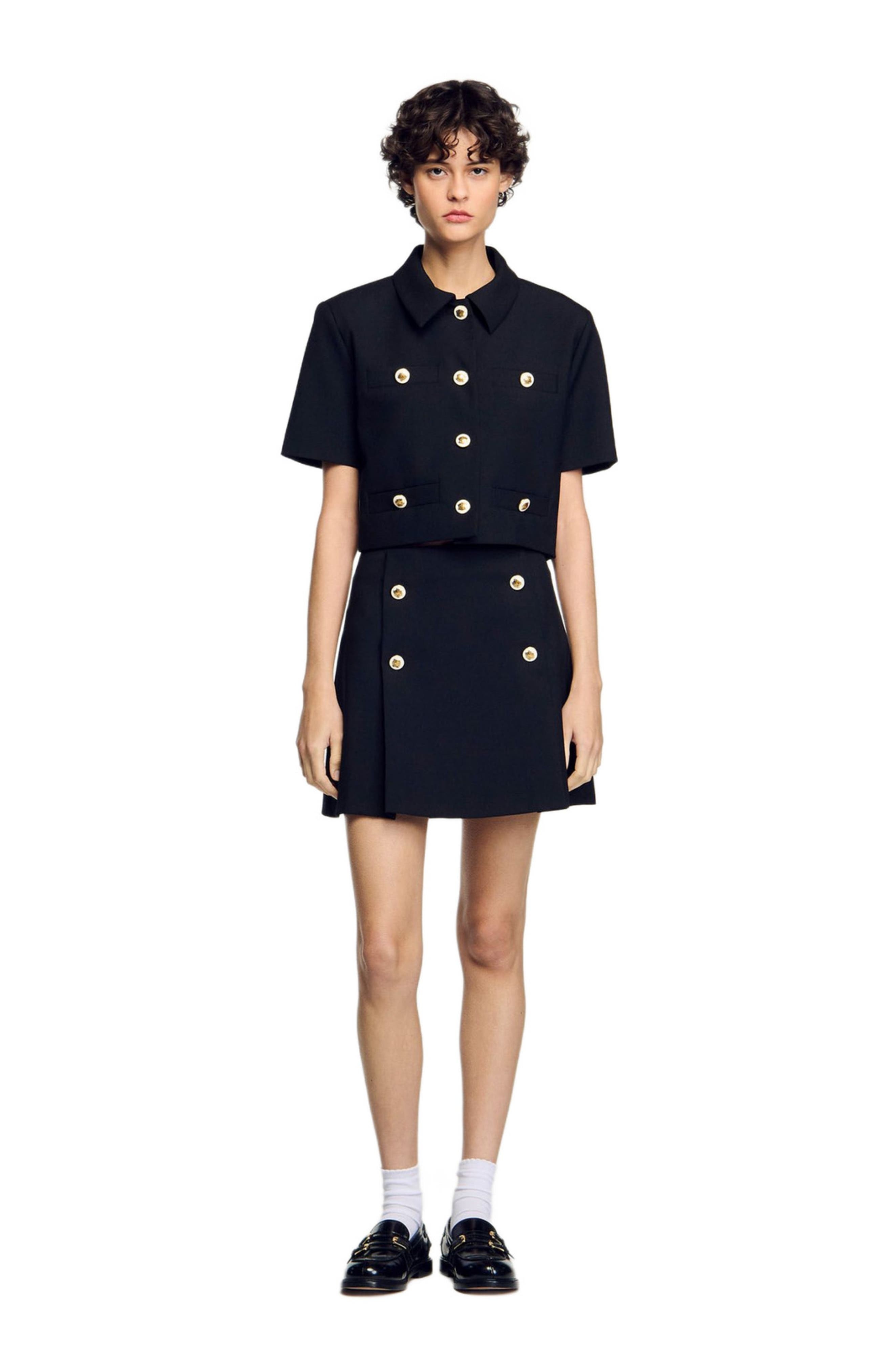 SANDRO Short pleated skirt in Black at Nordstrom - 3