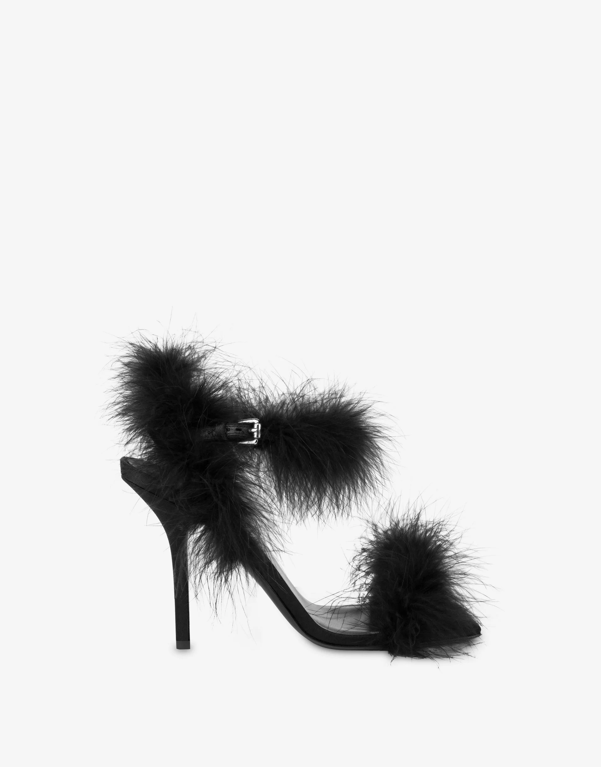 SATIN SANDALS WITH FEATHERS - 1
