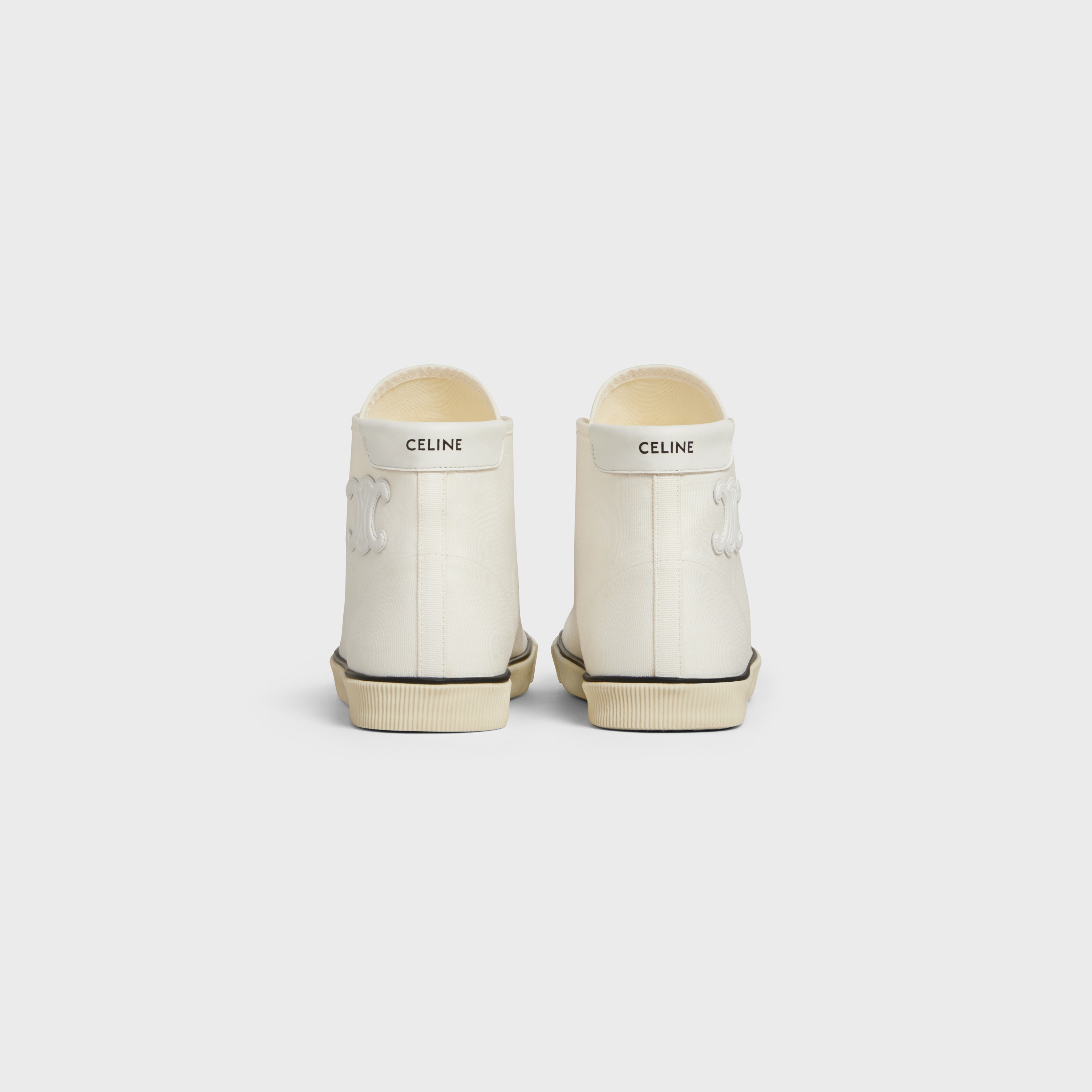 Celine Blank Mid Lace Up Sneaker with Toe Cap in Canvas and Calfskin - 3