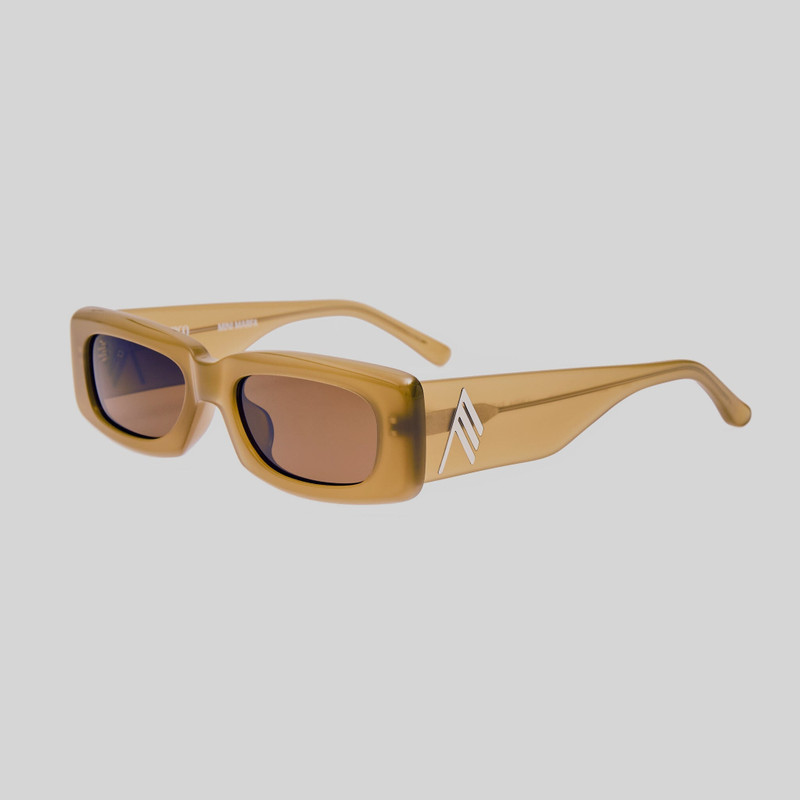 LINDA FARROW Mini Marfa Sunglasses in Mastice outlook