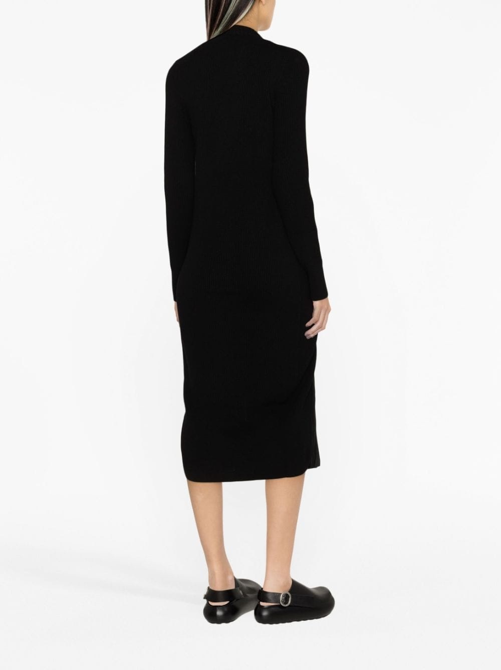 layered wool and satin dress - 3