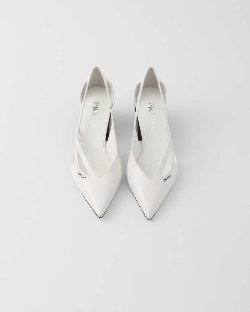 Brushed leather cut-out pumps 4