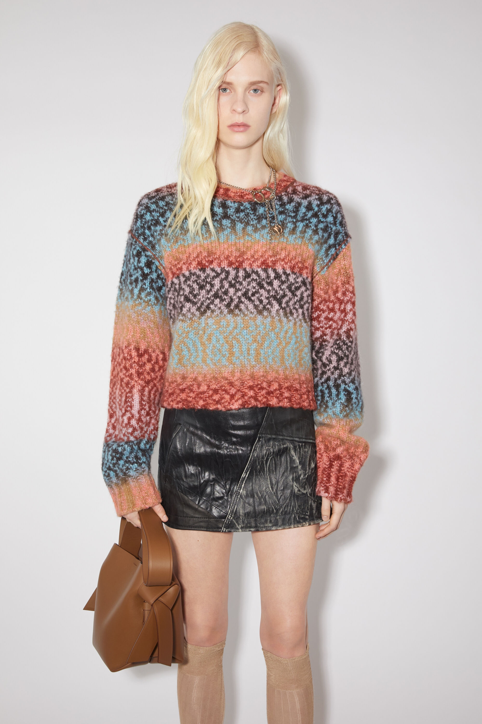 Wool blend jumper - Brown/blue multi - 2