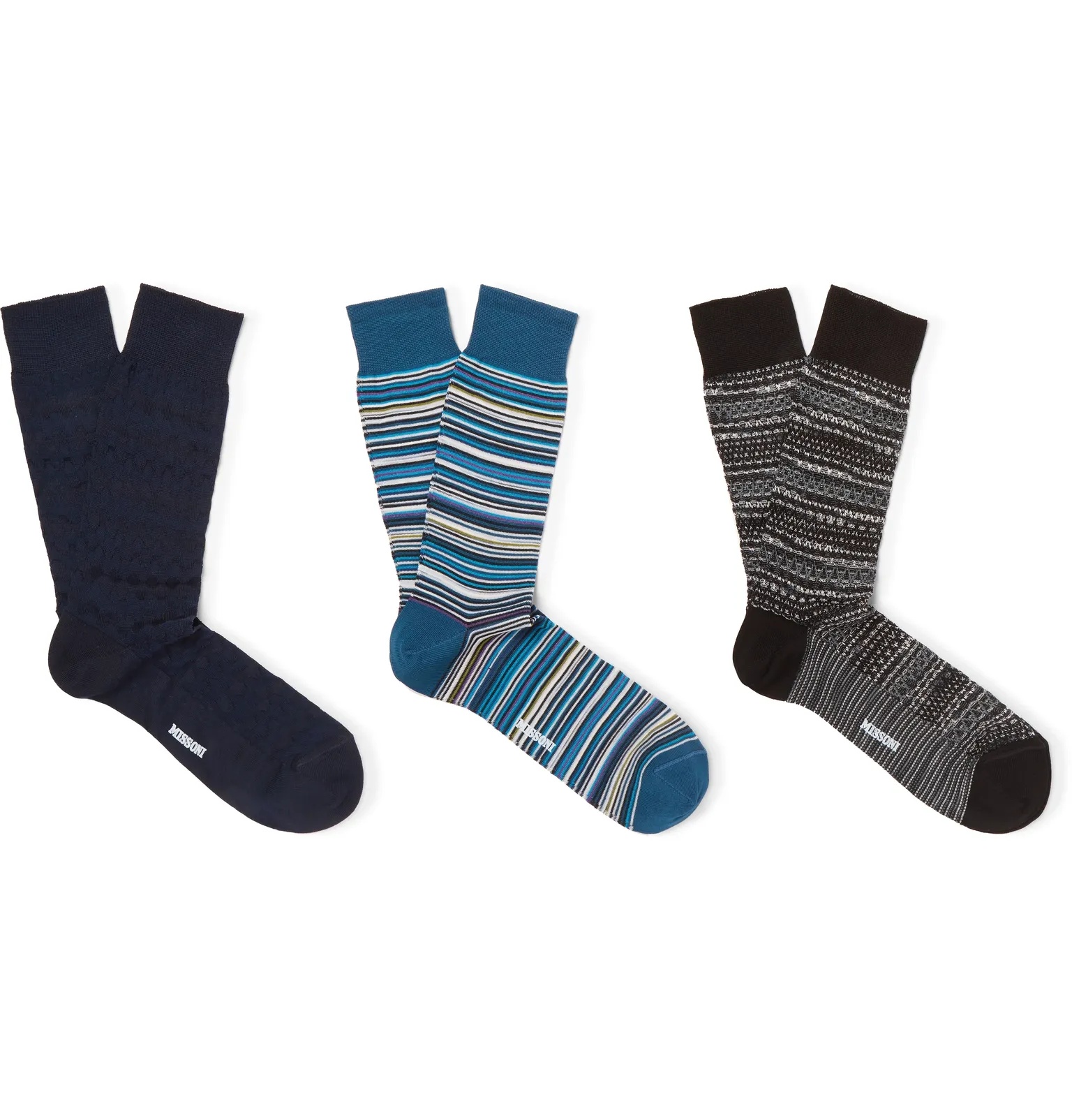 Three-Pack Cotton-Blend Socks - 1