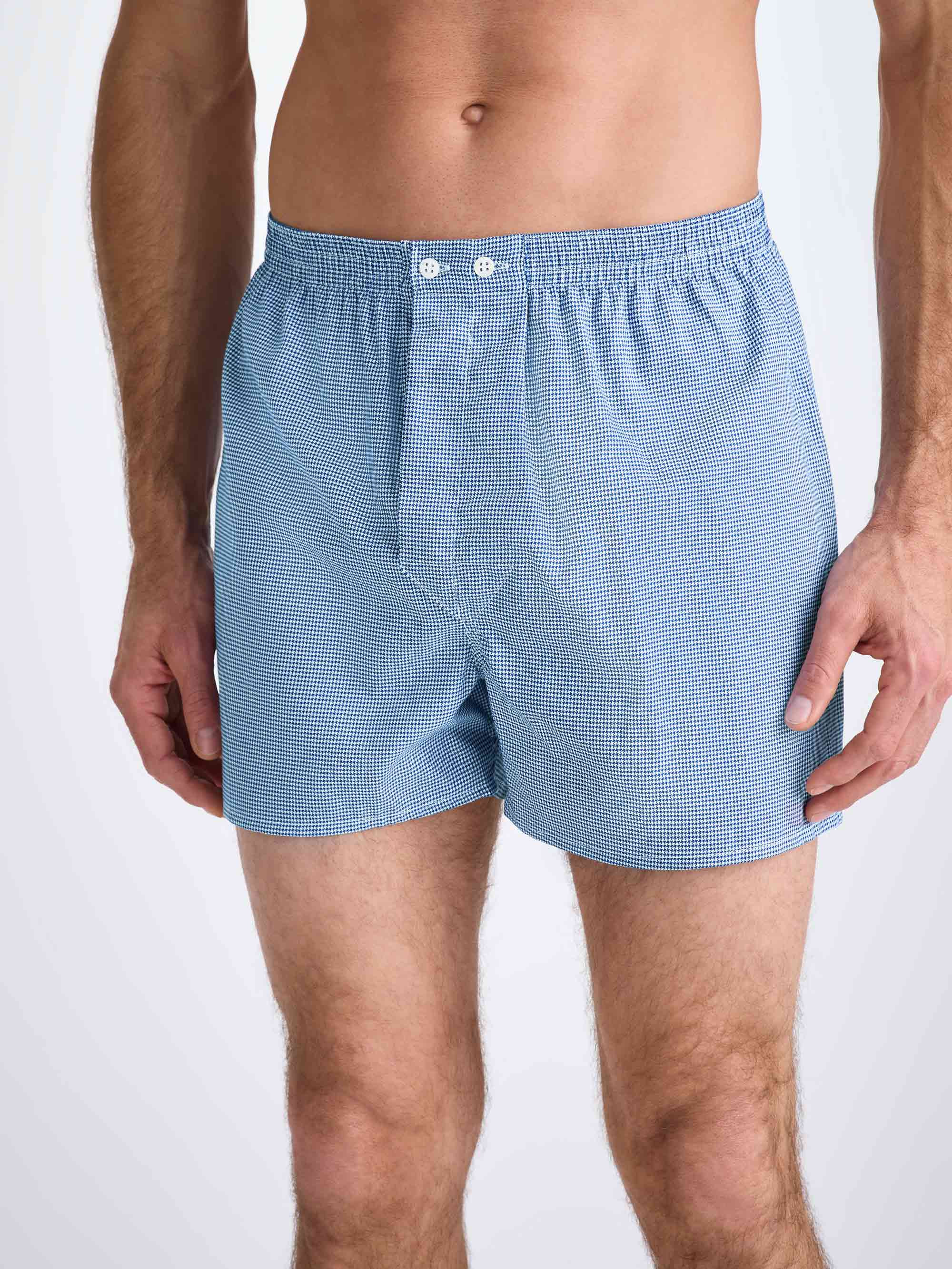 Men's Classic Fit Boxers Cotton Navy Puppytooth Pattern - 3