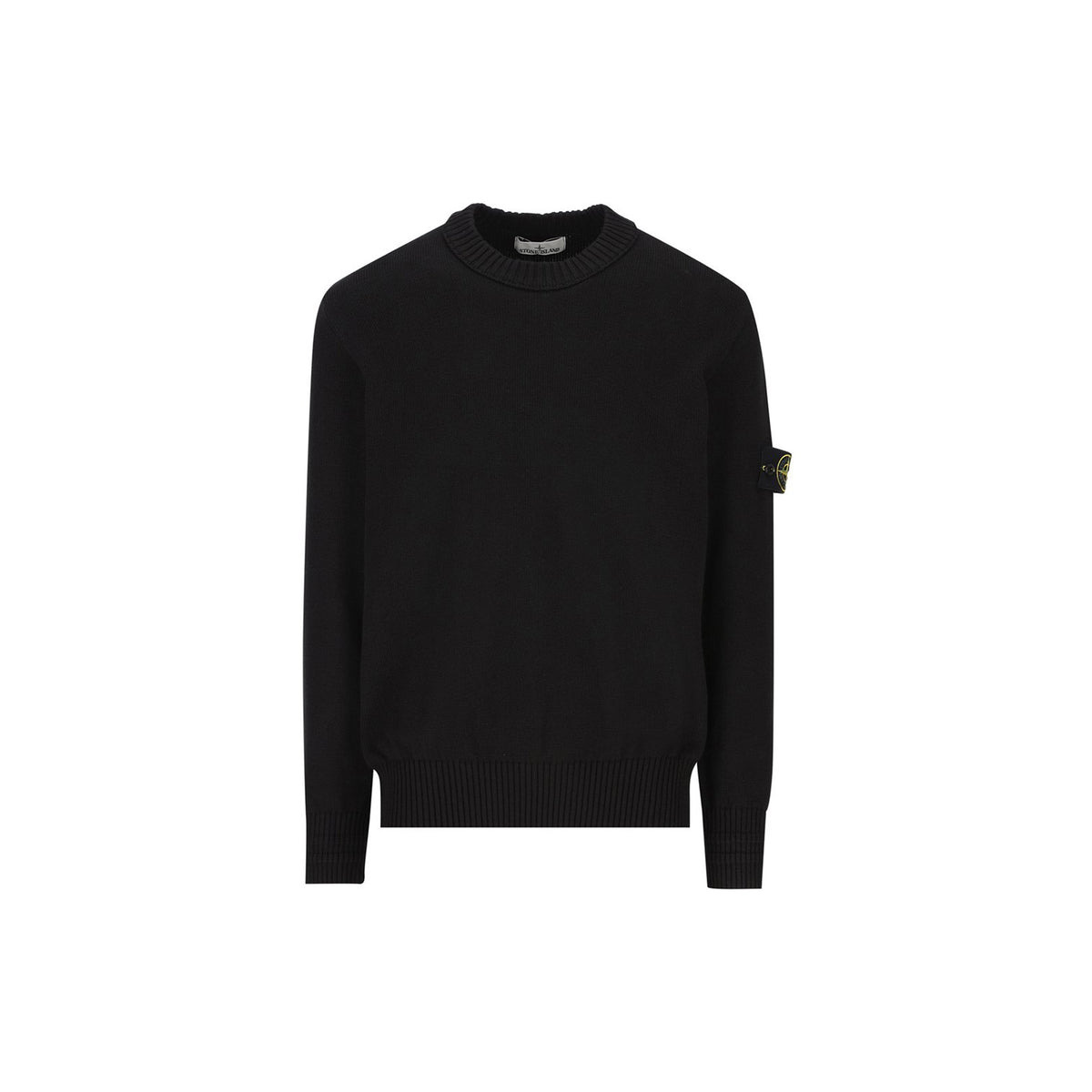 STONE ISLAND LOGO-PATCH CREWNECK JUMPER (BLACK) - 1