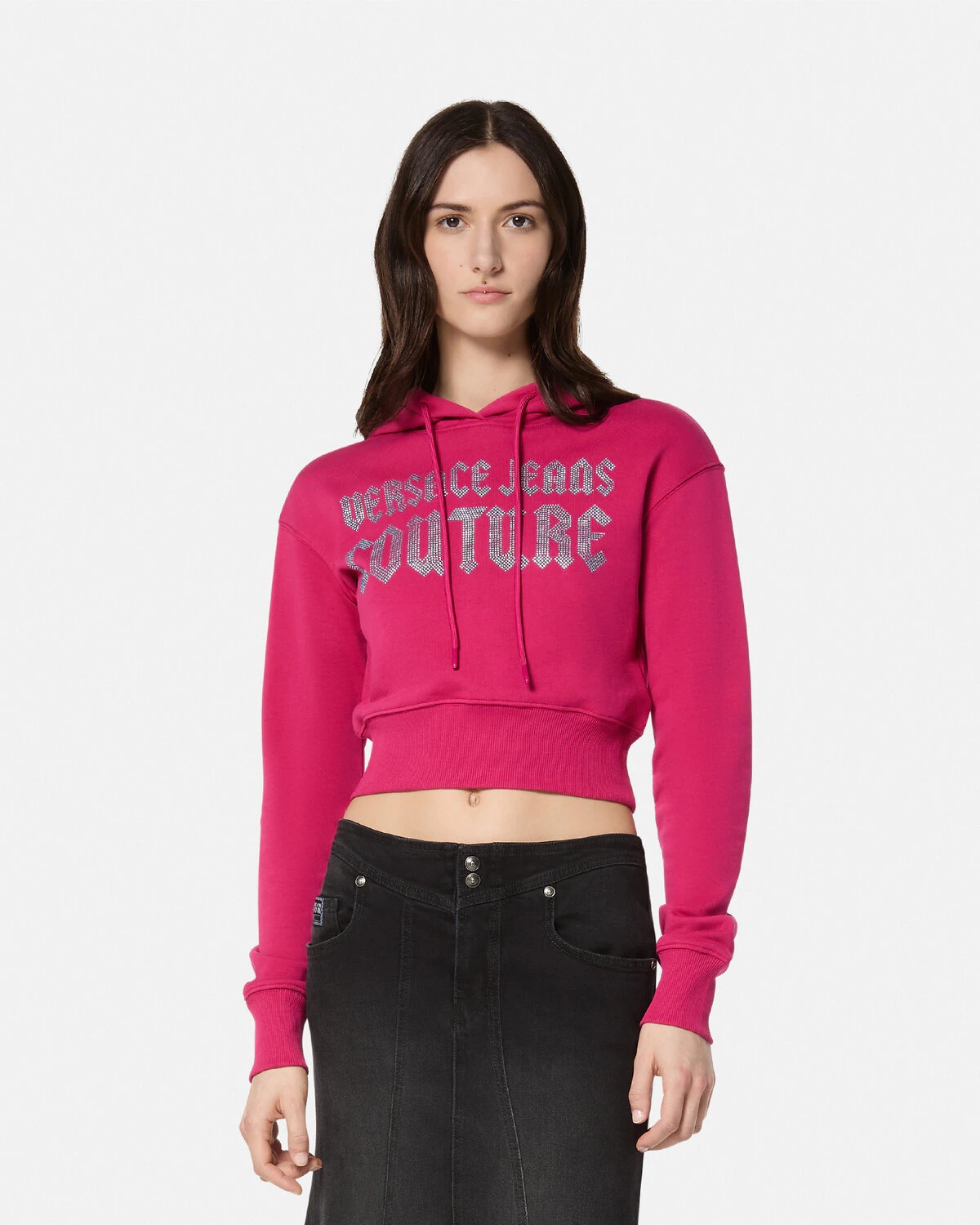 Crystal Gothic Logo Crop Hoodie - 4