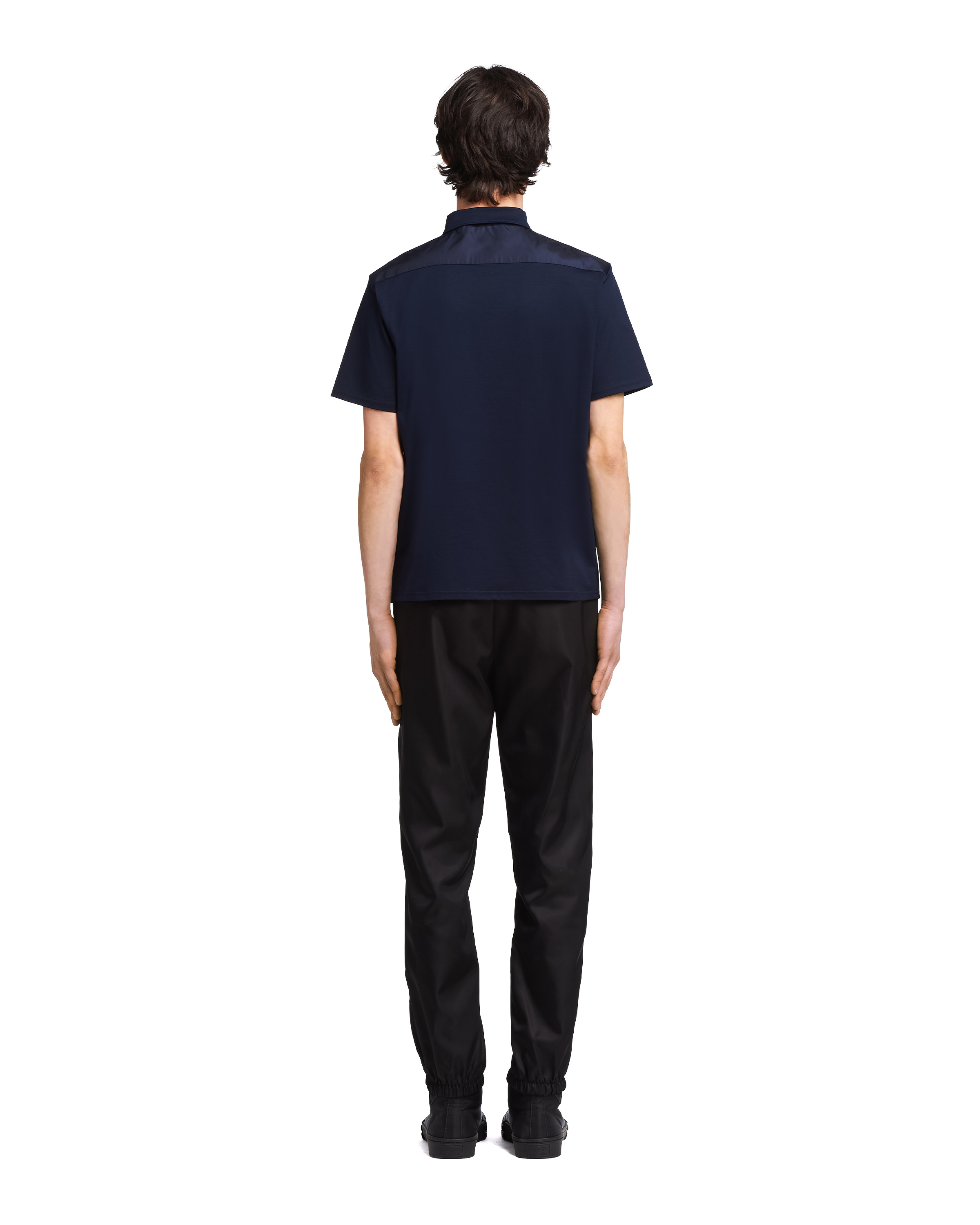 Stretch cotton polo shirt with nylon details - 4