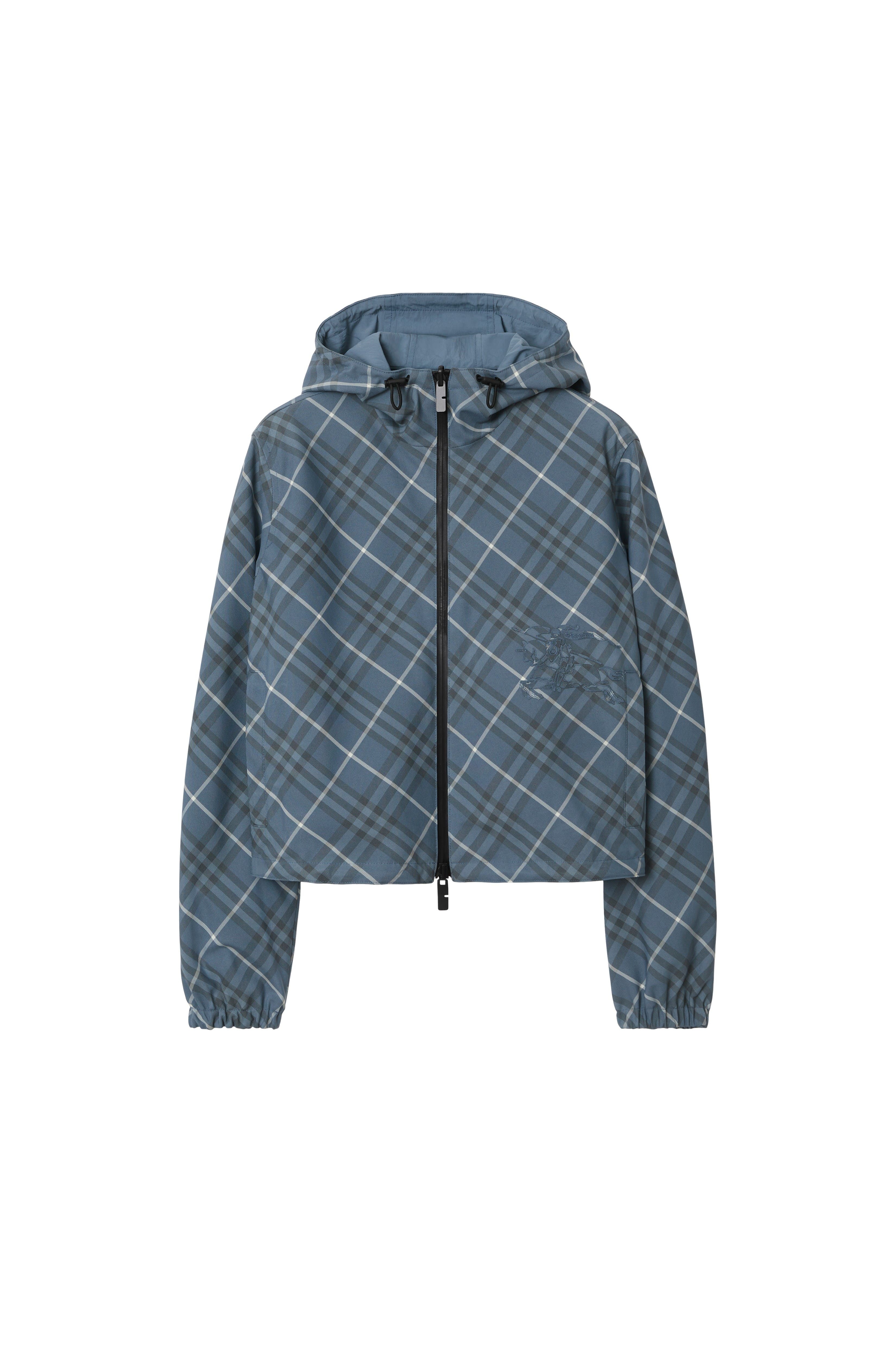 burberry Cropped Reversible Check Jacket in Pewter at Nordstrom - 2