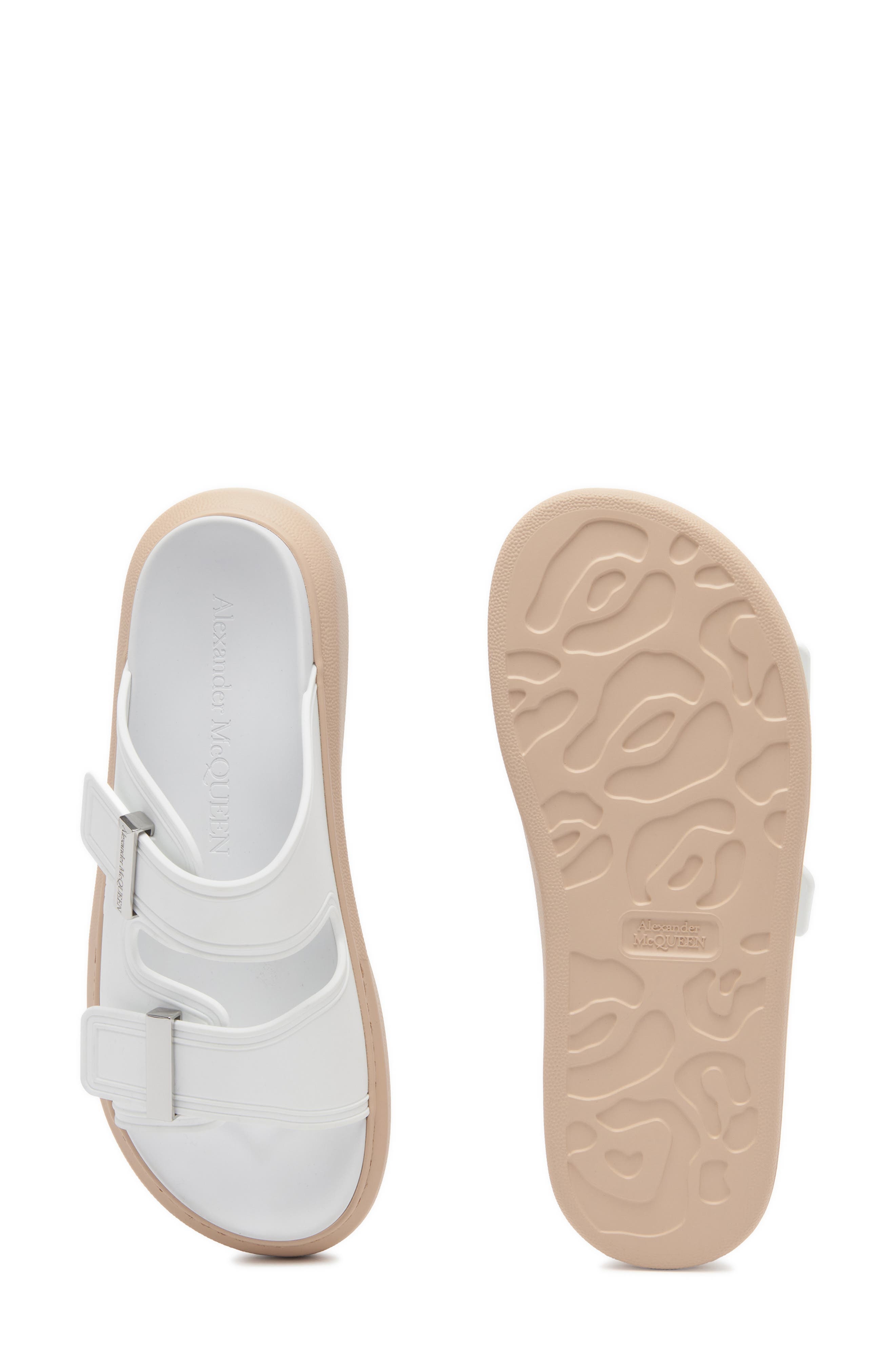 McQueen Oversize Slide Sandal in Ivory/Oat/Silver at Nordstrom - 8