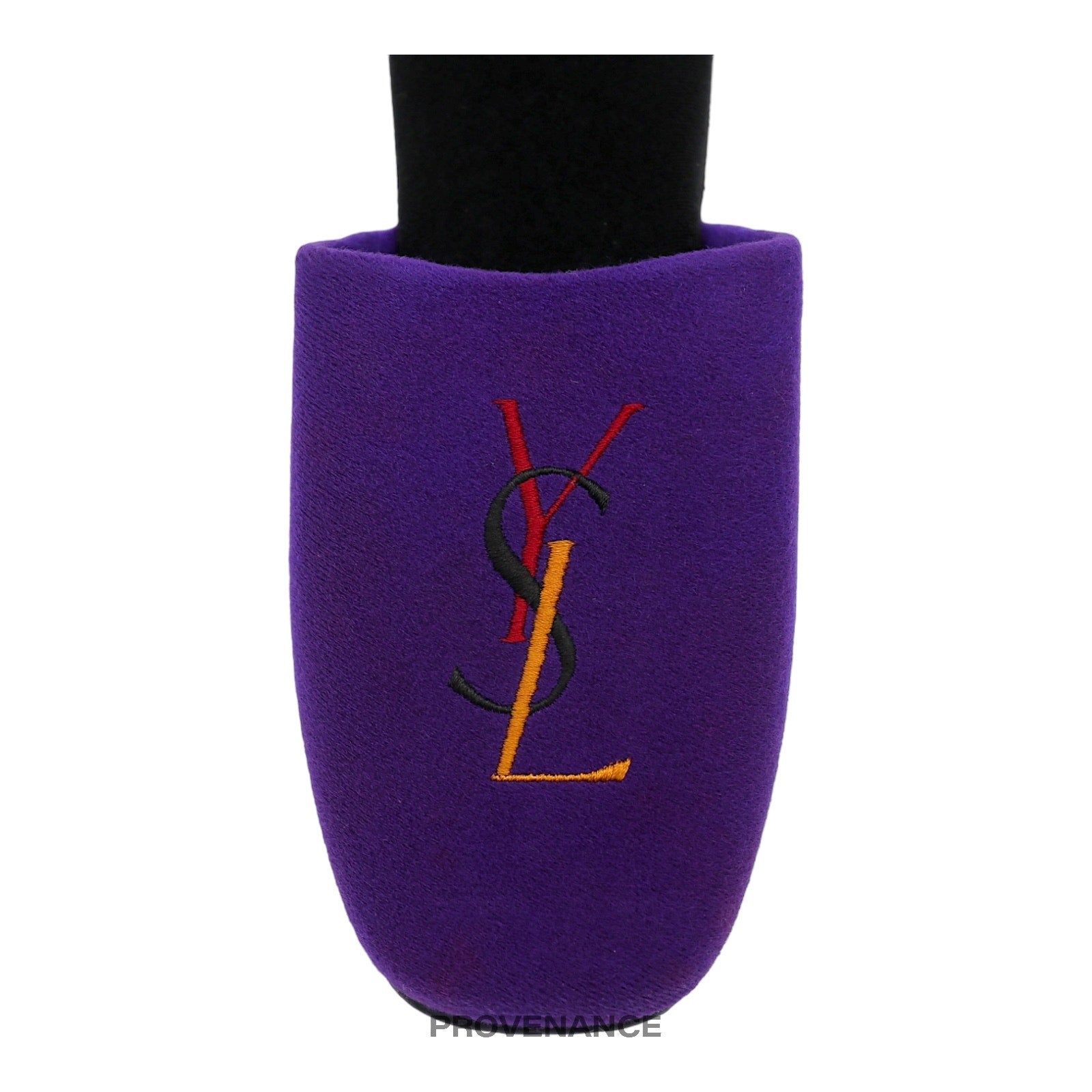 Yves Saint Laurent YSL Logo Slipper - Purple Velour - 5
