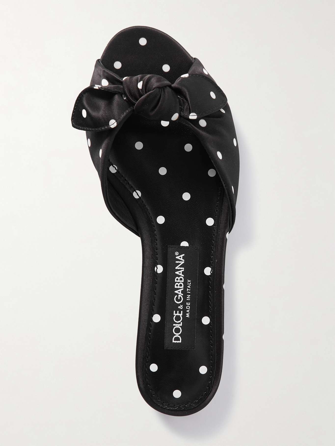 Bianca bow-embellished polka-dot satin-twill slides - 5