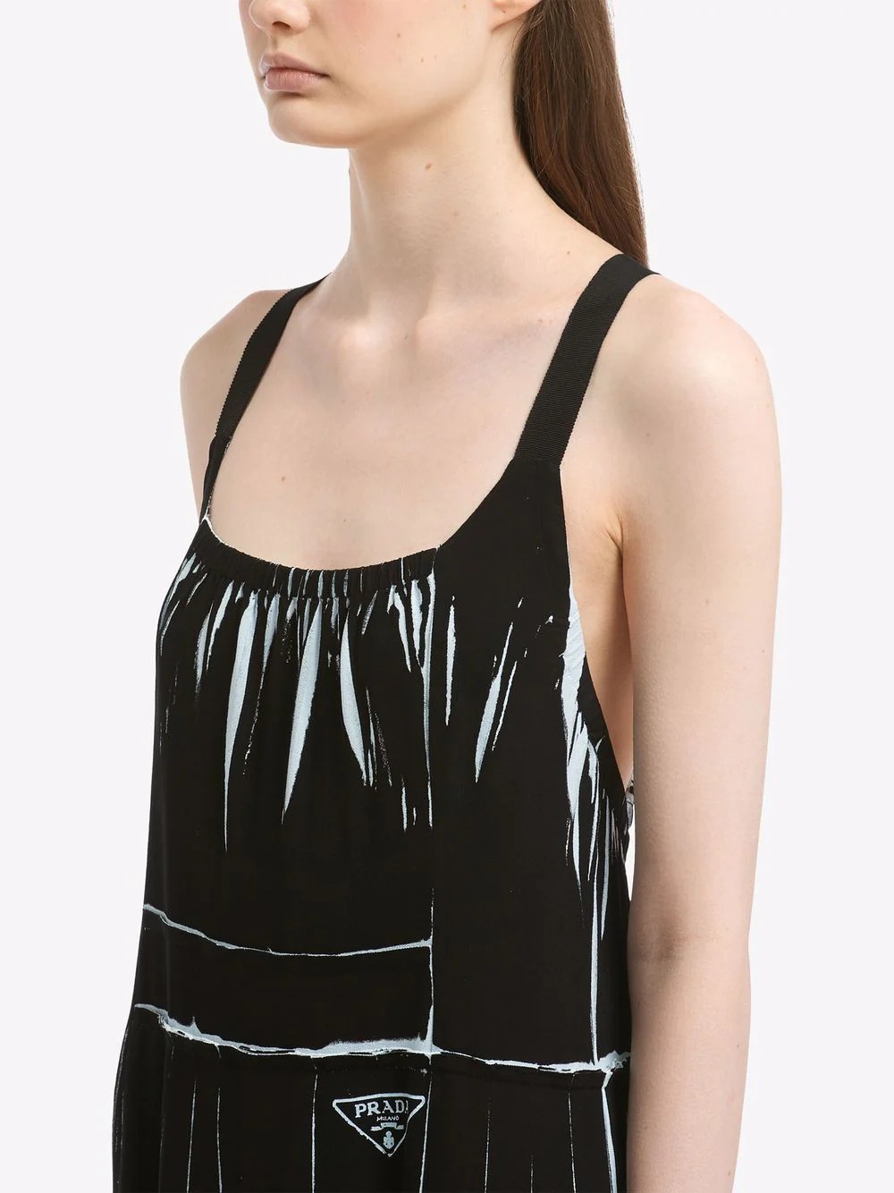 sleeveless printed sablé dress - 5
