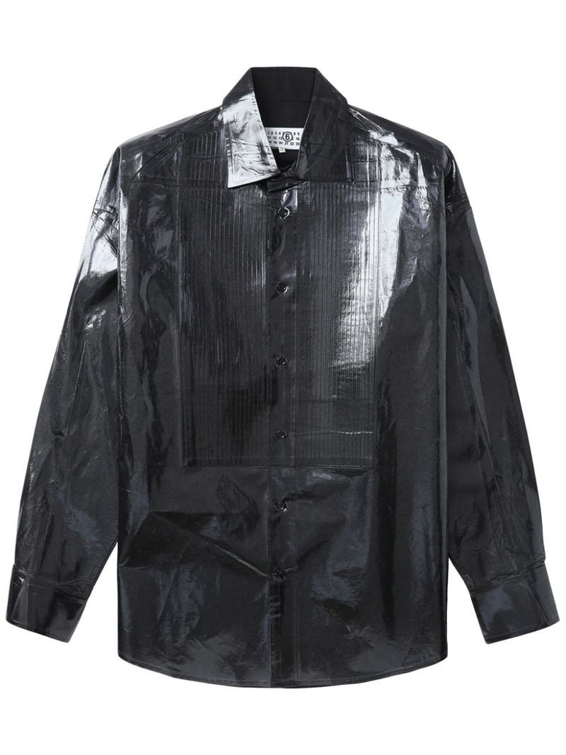 MM6 Maison Margiela patent-effect panelled shirt outlook