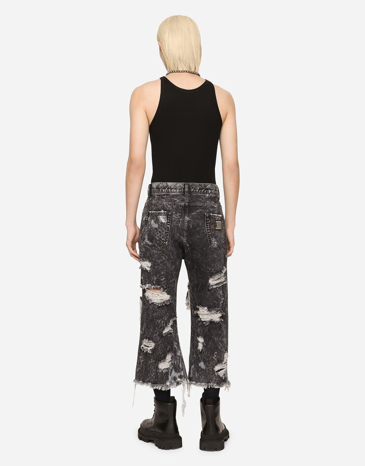 Loose gray wash jeans with maxi-rips - 2