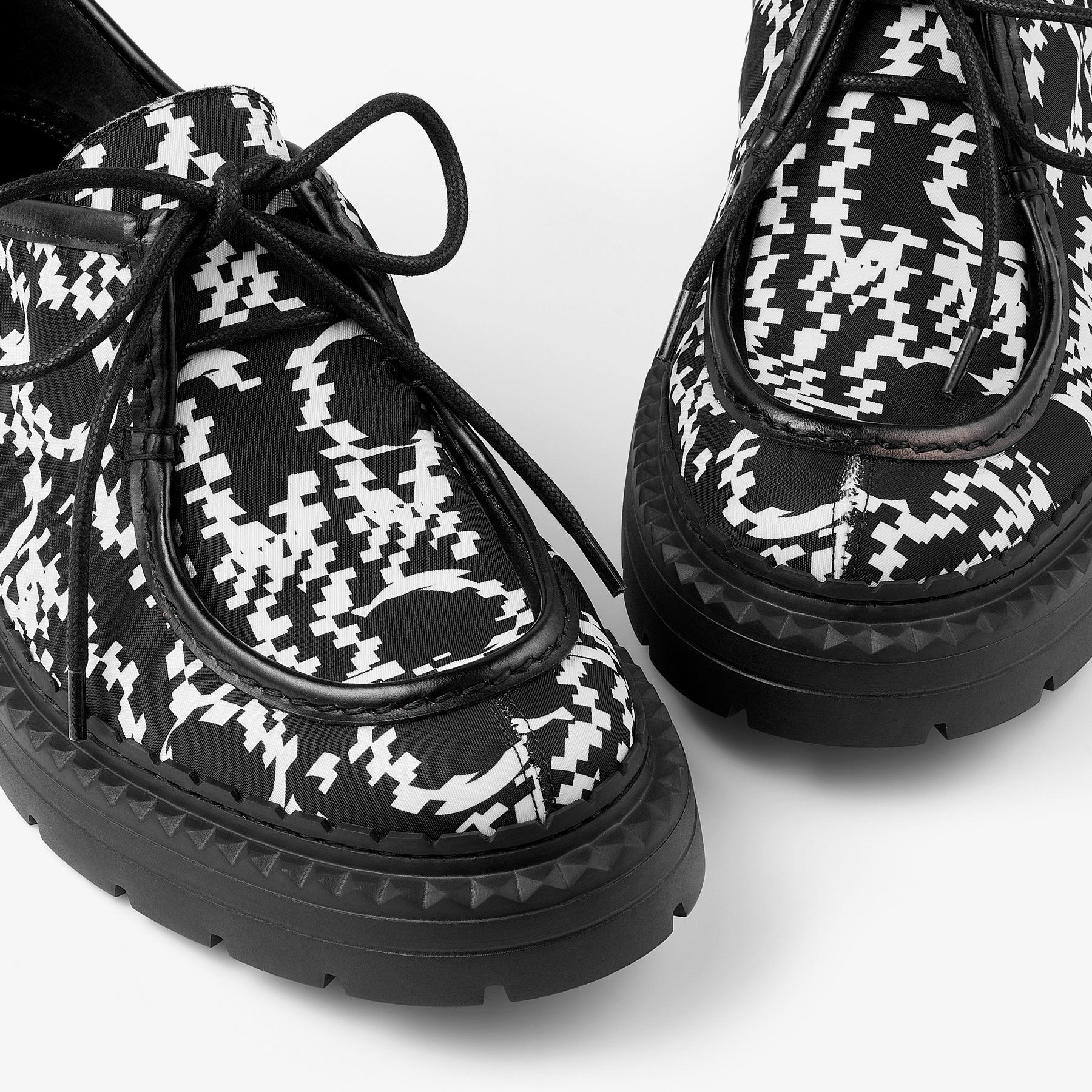 Marlow Moccasin
Black and White Nylon Moccasins with Distorted Jimmy Choo Print - 3