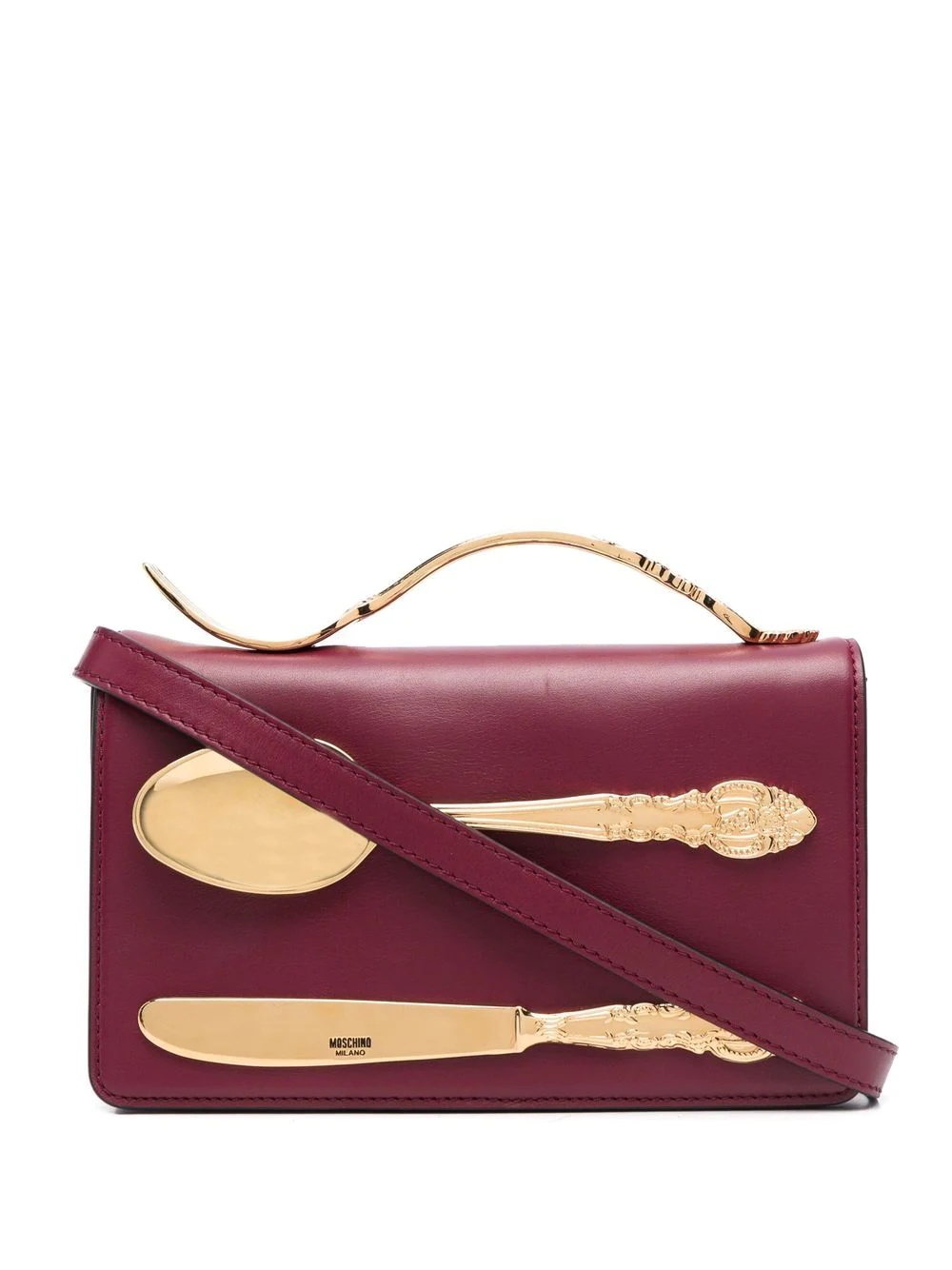 cutlery-detail leather clutch bag - 1