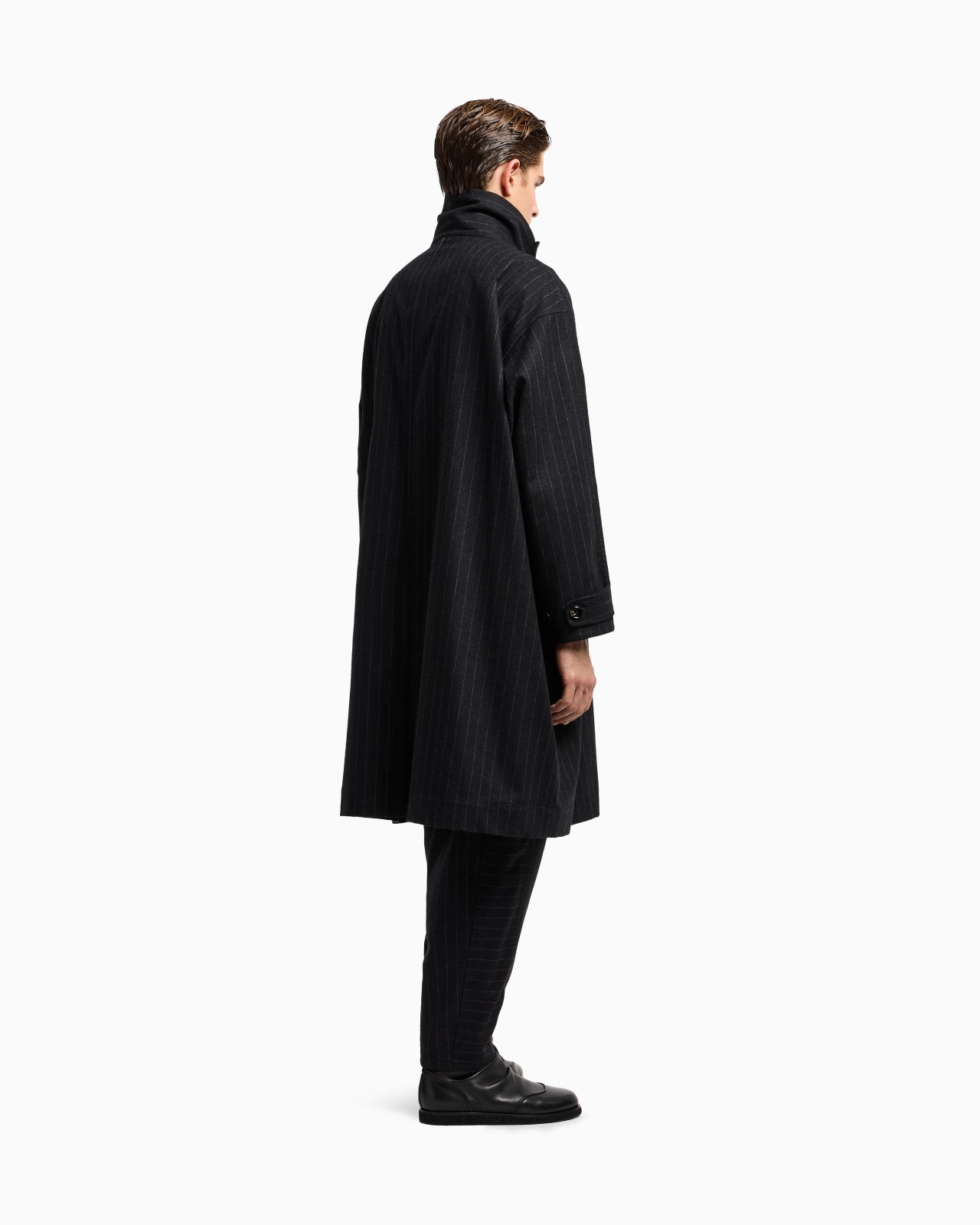 PINSTRIPED CASHMERE AND WOOL-BLEND COAT - 3